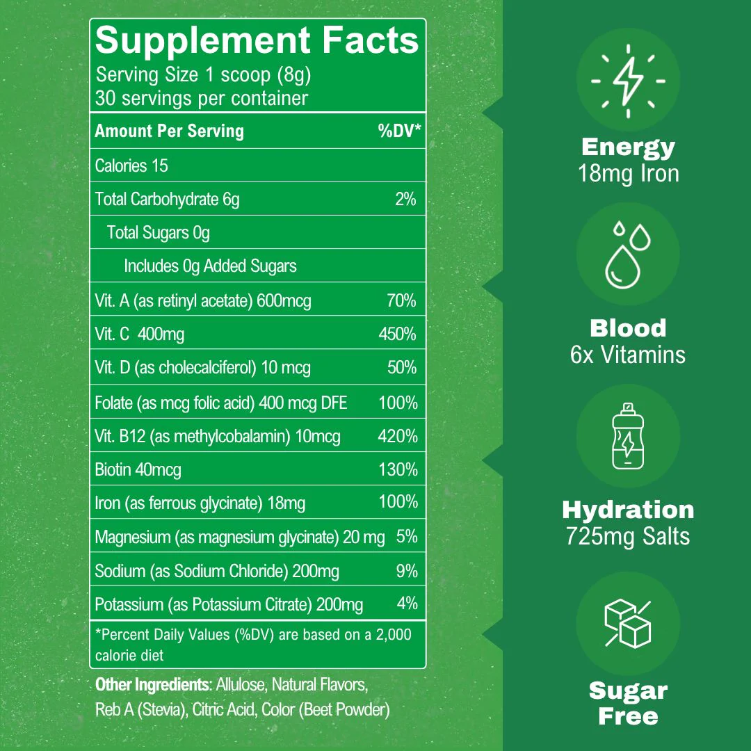 Iron Electrolyte Powder - Fruit Punch Sugar Free - Image 5