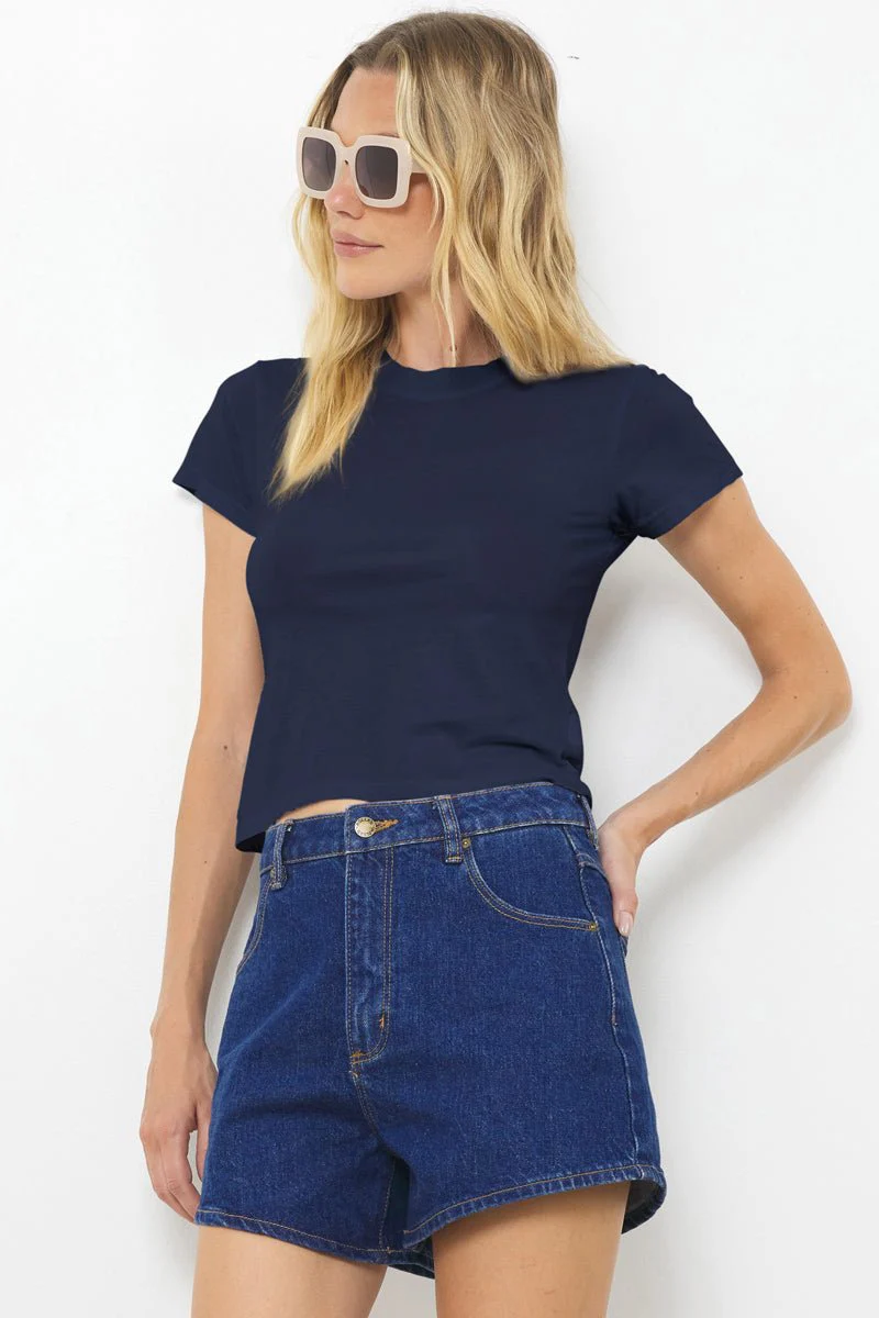 Basic Fitted Crop Cotton Tee - Image 2