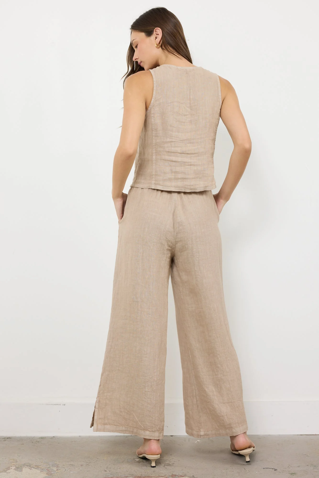 Linen Relaxed Wide Leg Pant - Beachfront - Image 4