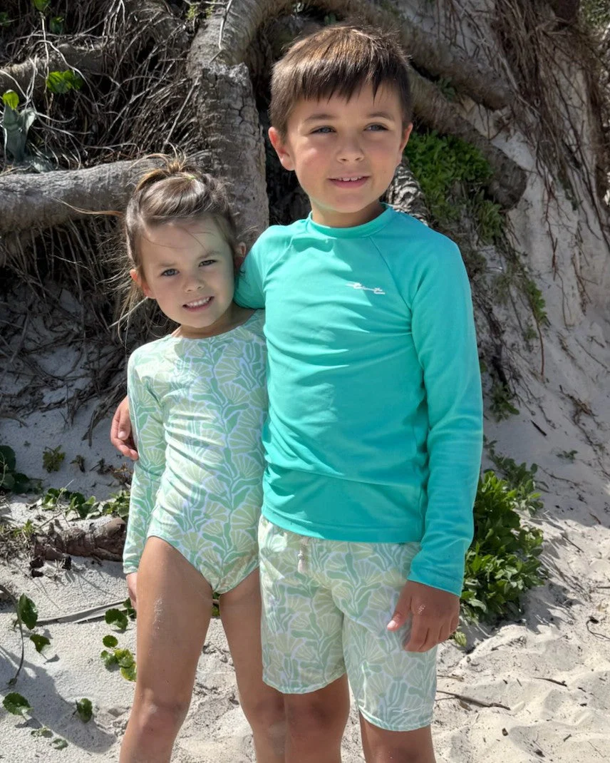 Girls Bloomin' Petals Long Sleeve Keyhole Swimsuit - Image 3