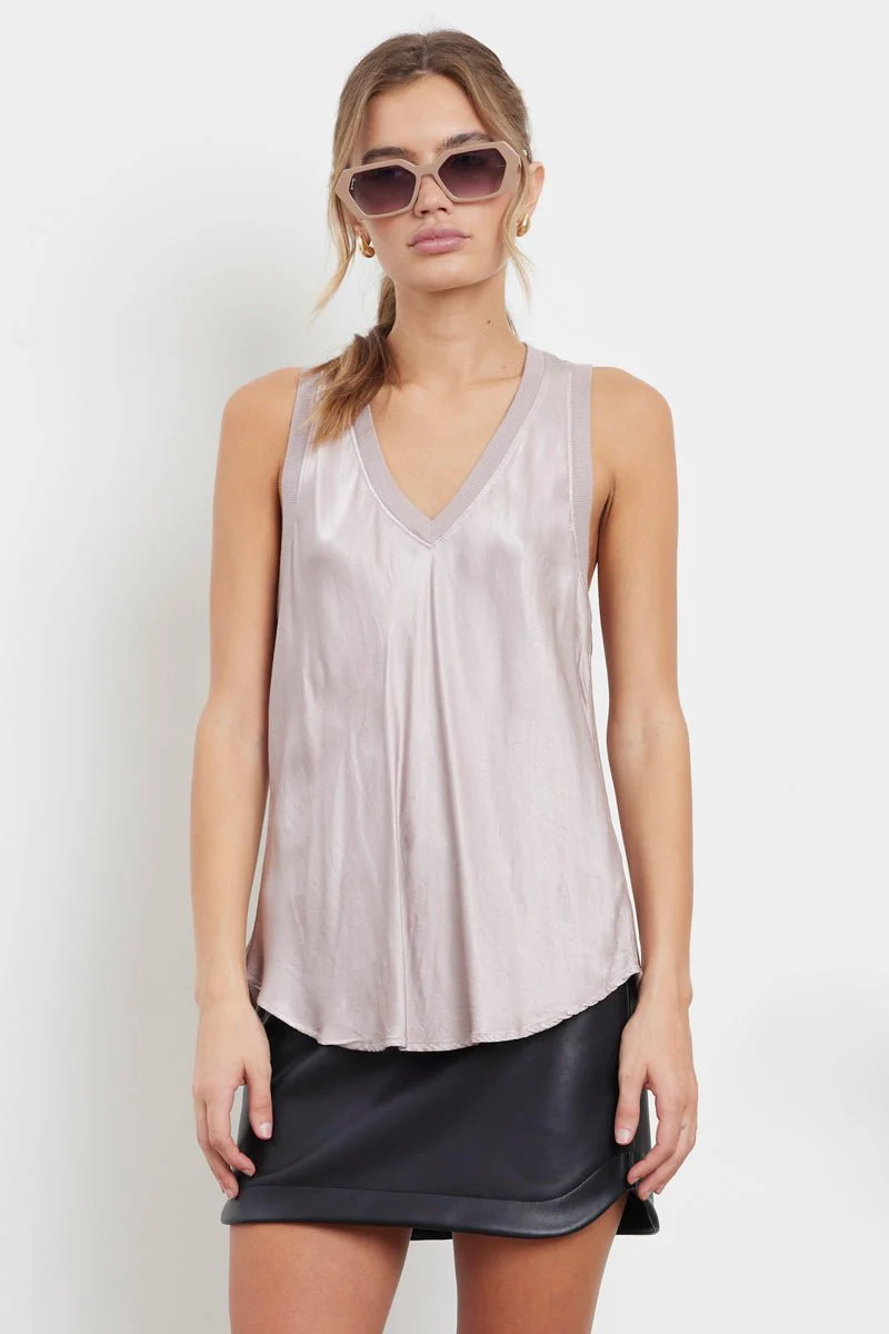 Bridget Silky V-Neck Relaxed Tank Top - Image 12