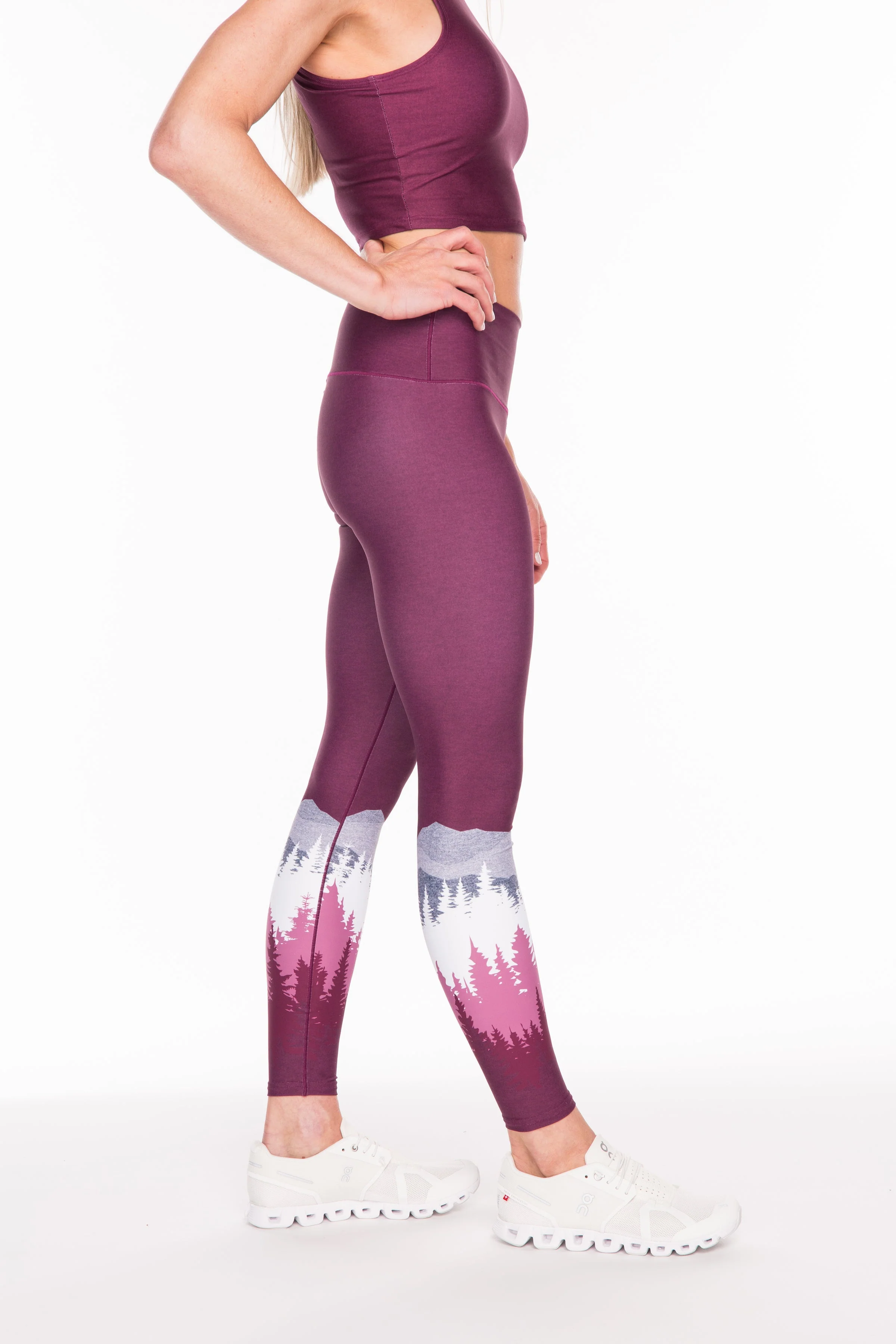 Eco-Friendly Summit Yoga Pants - Burgundy - Image 2