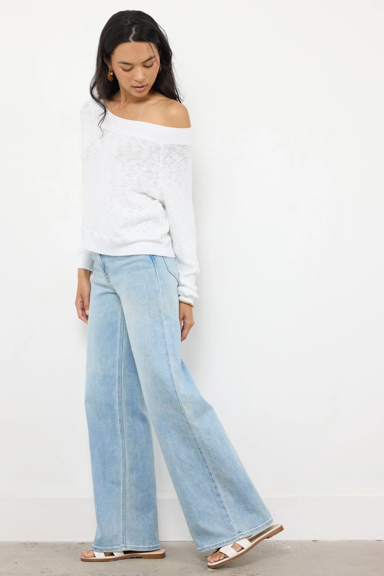 Carol Off-Shoulder Semi-Sheer Pullover