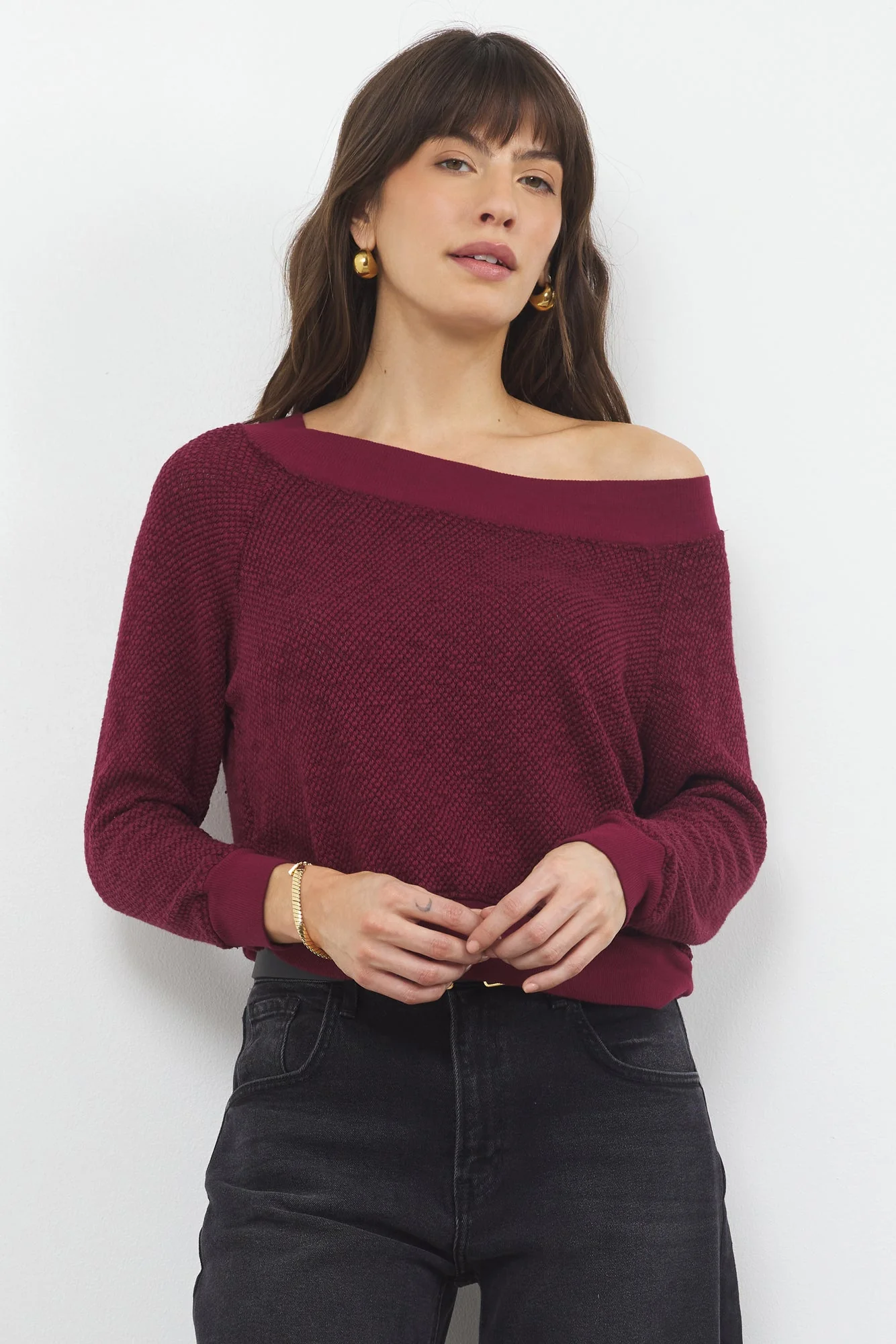 Carol Off-Shoulder Semi-Sheer Pullover - Image 14