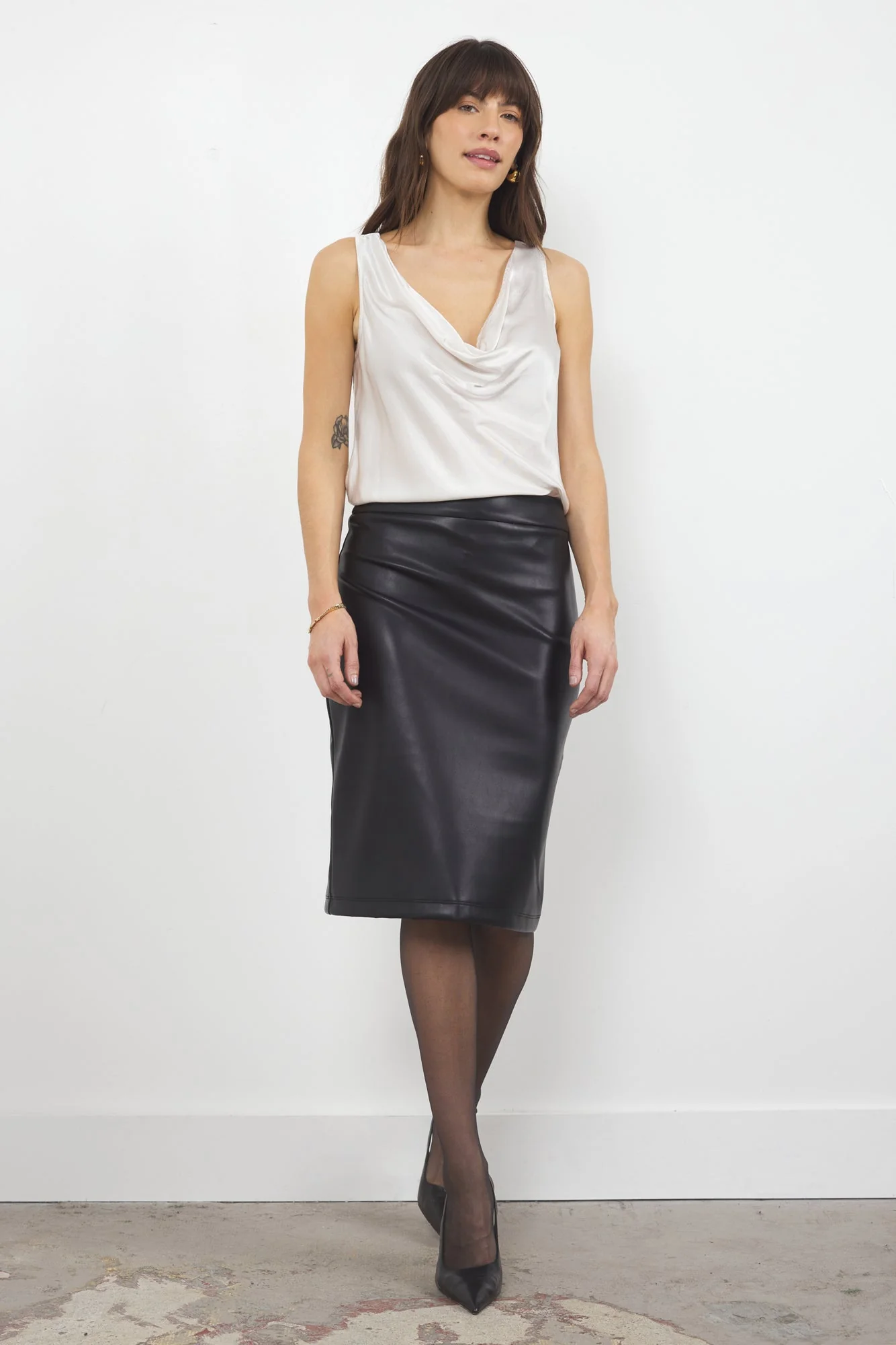 Satin Cowl Neck Silky Tank Top - Charlotte - Image 6