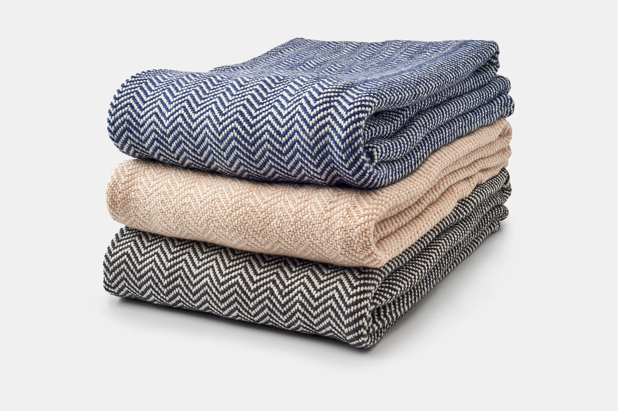 Wool Throw Blanket USA Climate Beneficial - Chevron