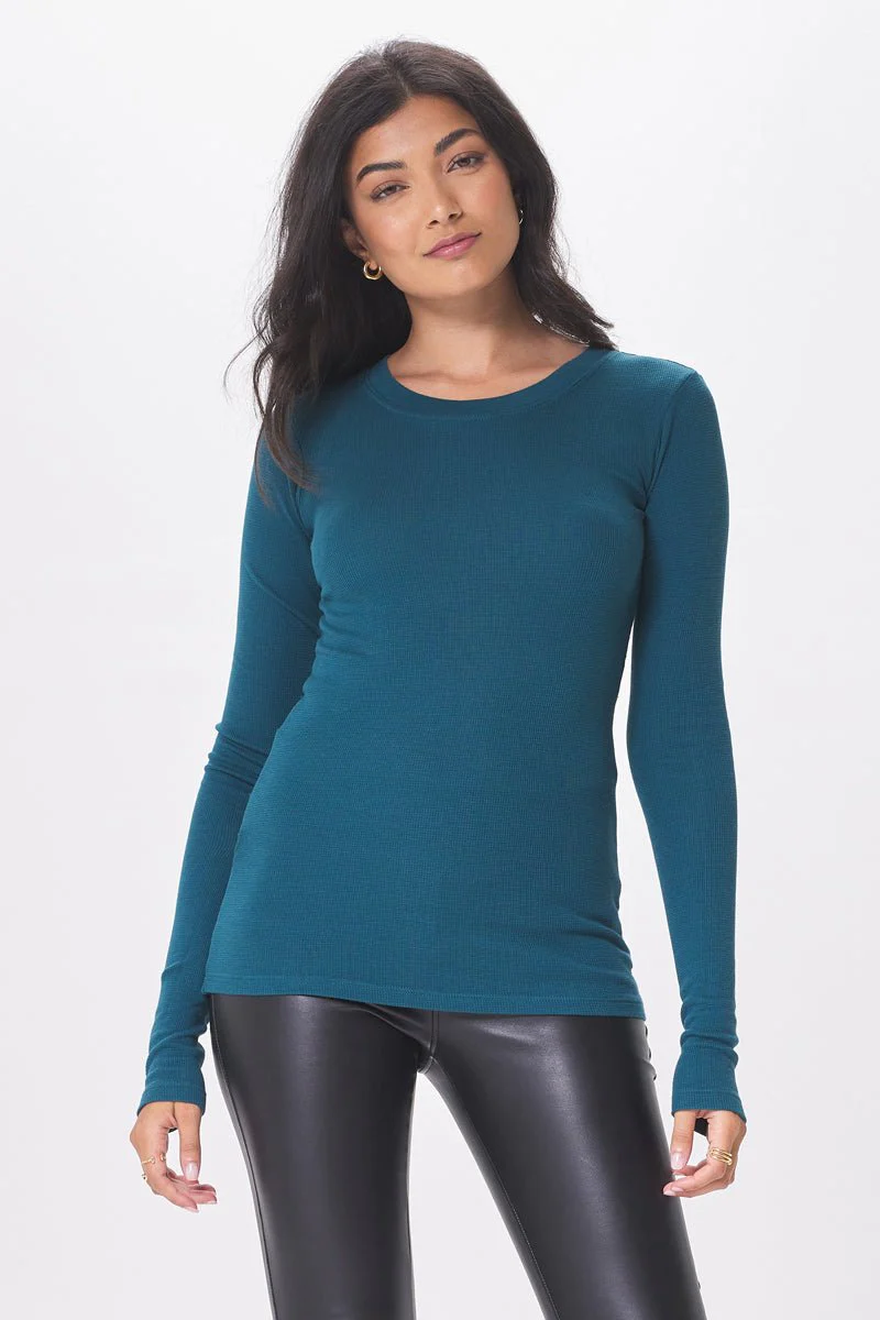 Classic Long Sleeve Lightweight Waffle Knit Top - Image 11