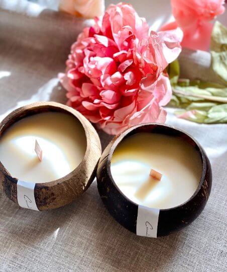 Eco-Friendly Coconut Wax Candle in Coconut Shell - Image 5