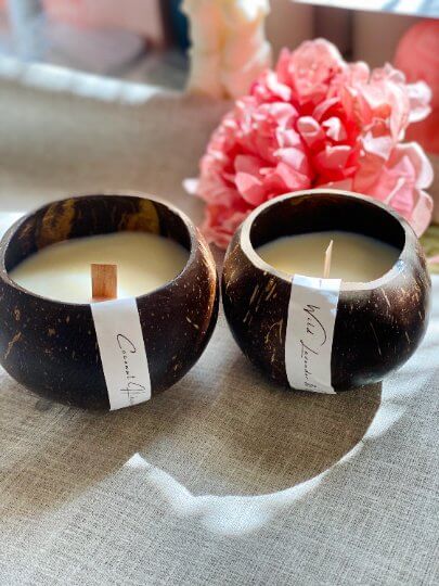 Eco-Friendly Coconut Wax Candle in Coconut Shell - Image 6