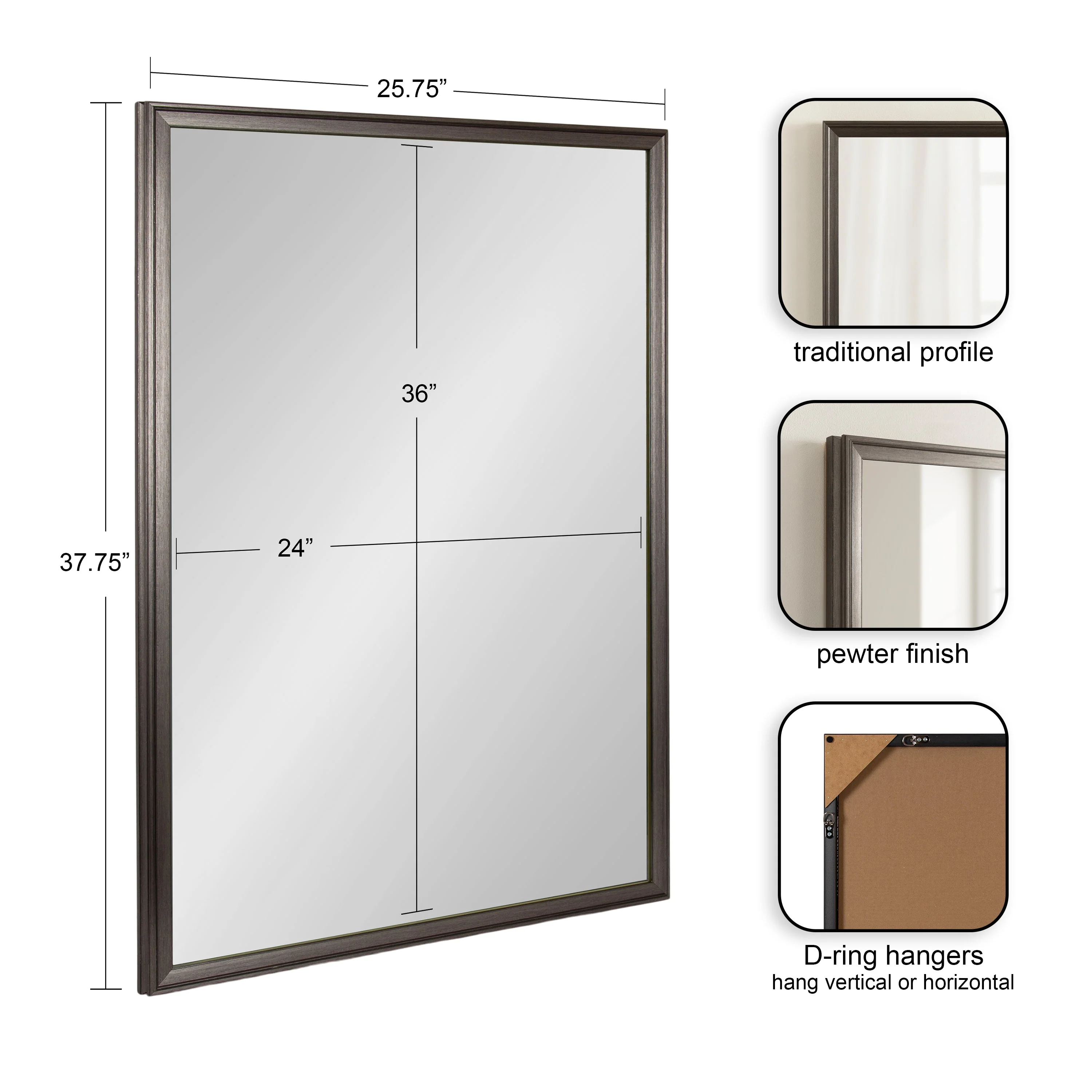 Colette Rectangle Bathroom Wall Mirror - Image 15