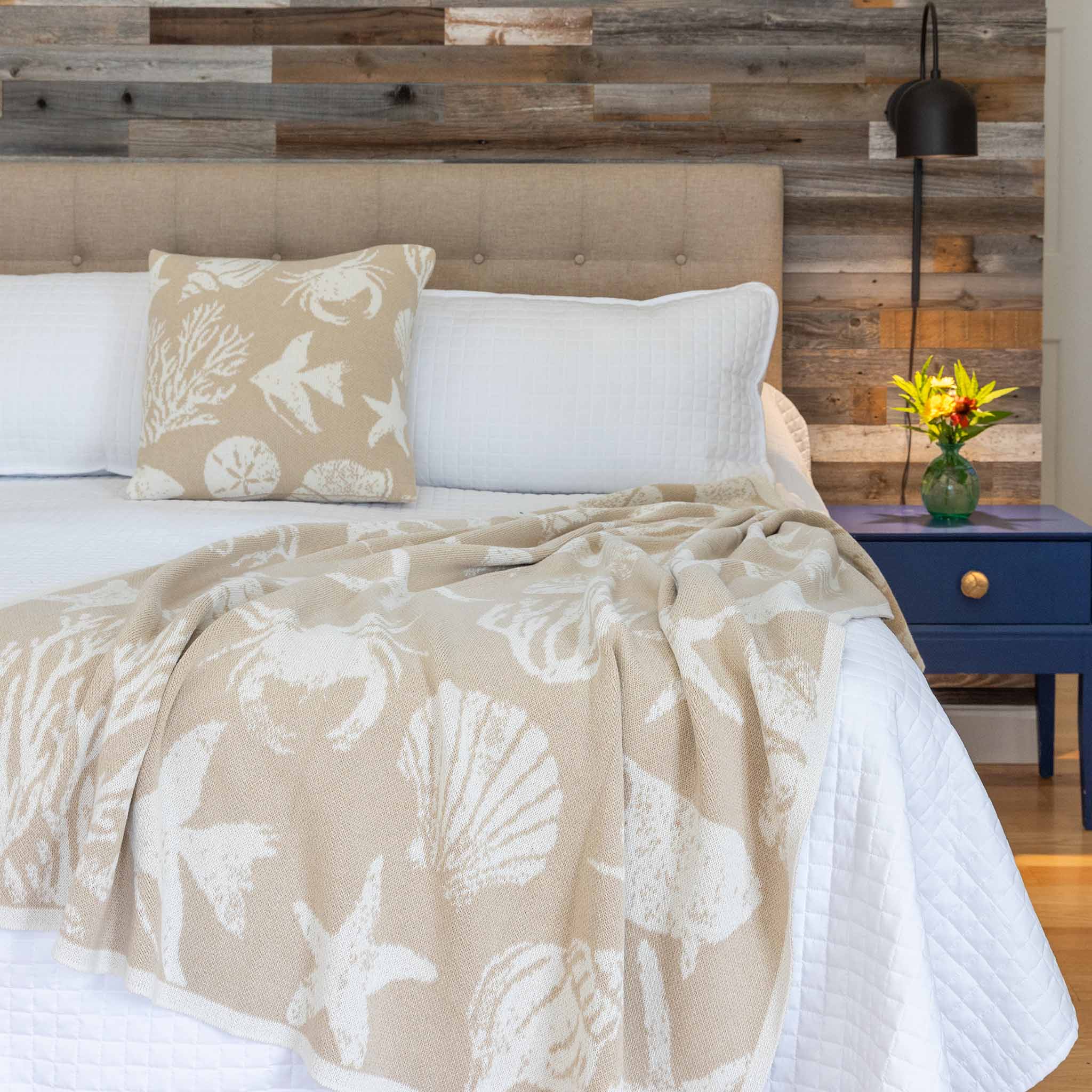 Coastal Pillow Sustainable Knit - Sea Life Design - Image 4