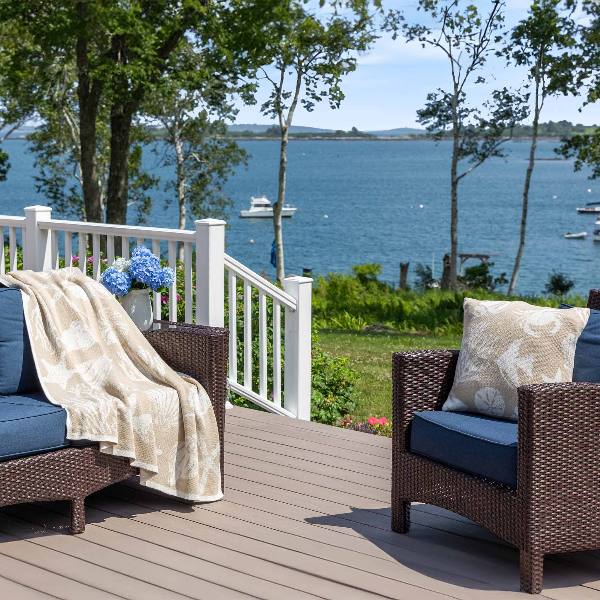 Coastal Pillow Sustainable Knit - Sea Life Design - Image 5