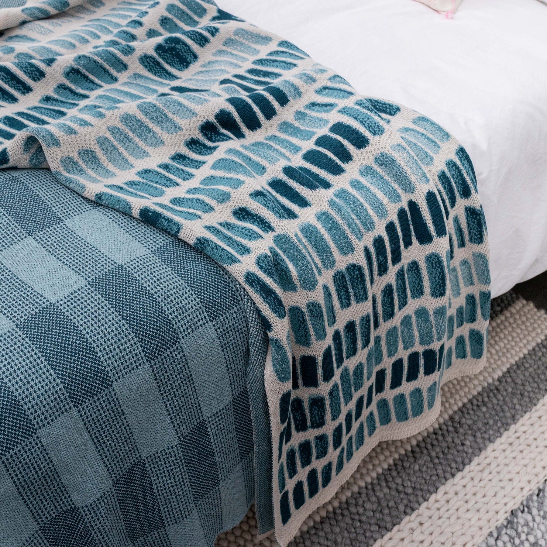 Cotton Sustainable Knit Patterned Throw Blanket - Watercolor by Kelly Harris Smith - Image 4