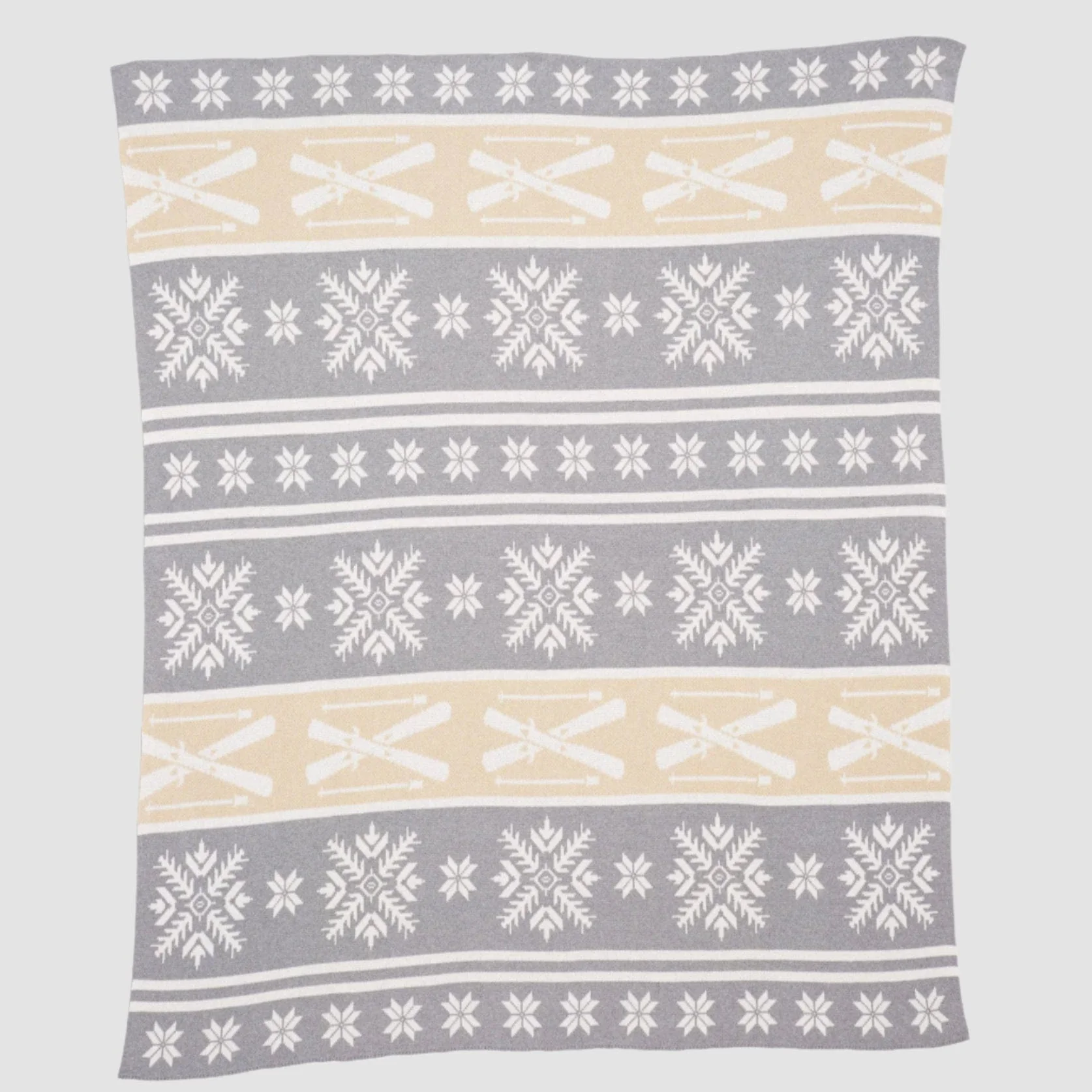 Fair Isle Throw Blanket Recycled Cotton - Skis - Image 3