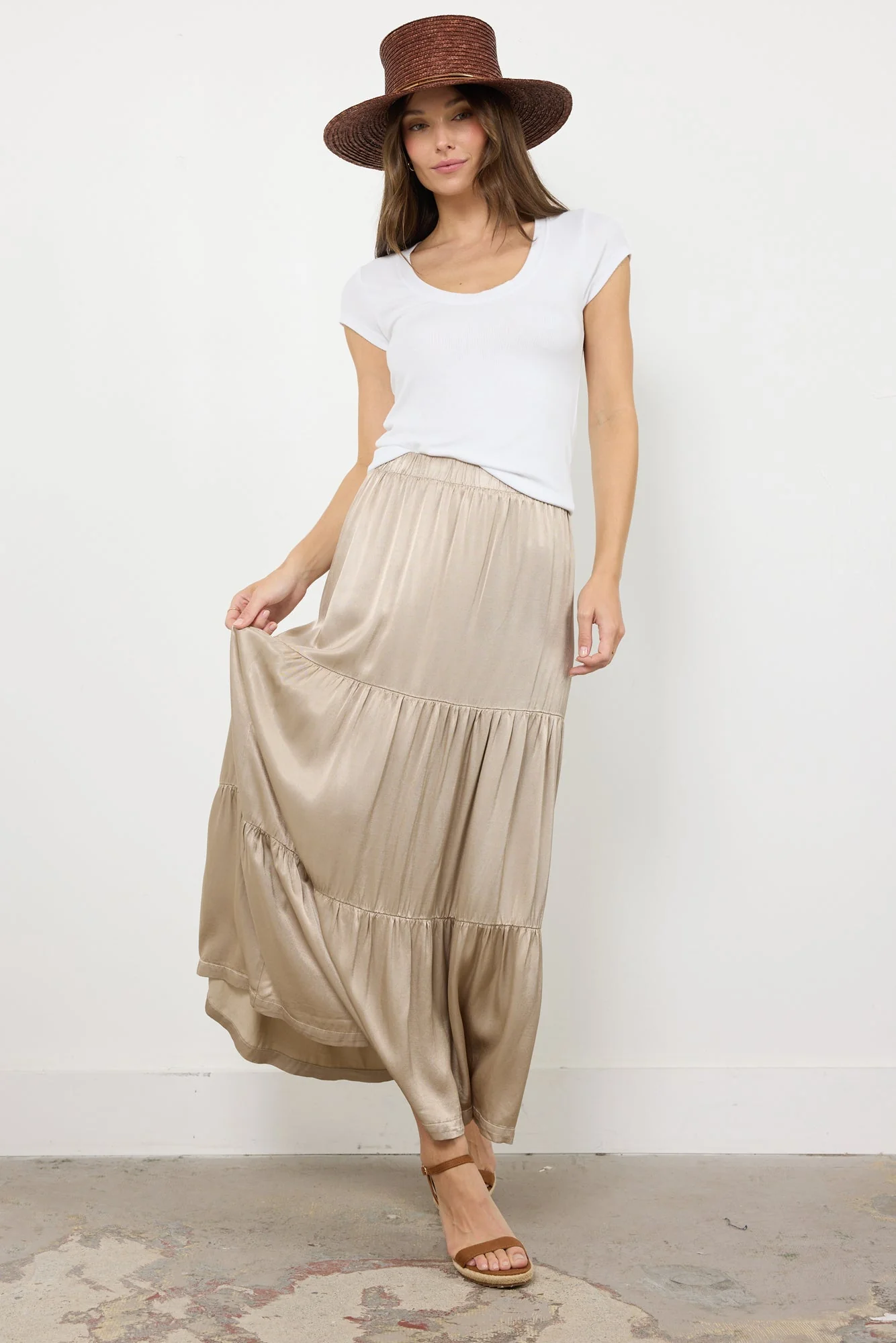 Silky Satin Layered Midi Skirt - Image 3