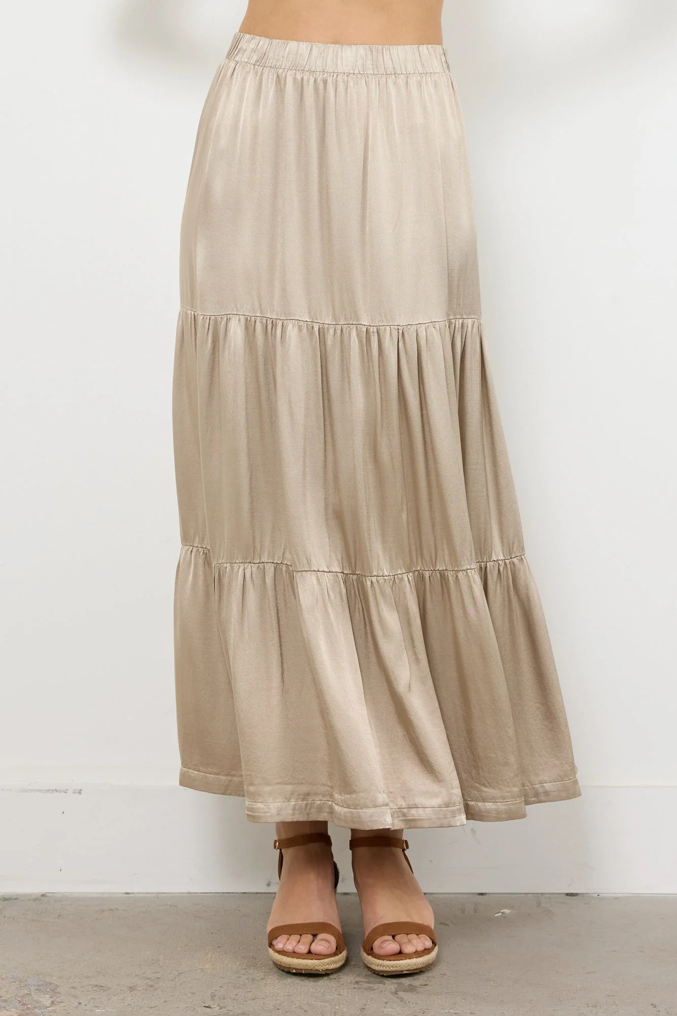 Silky Satin Layered Midi Skirt - Image 5