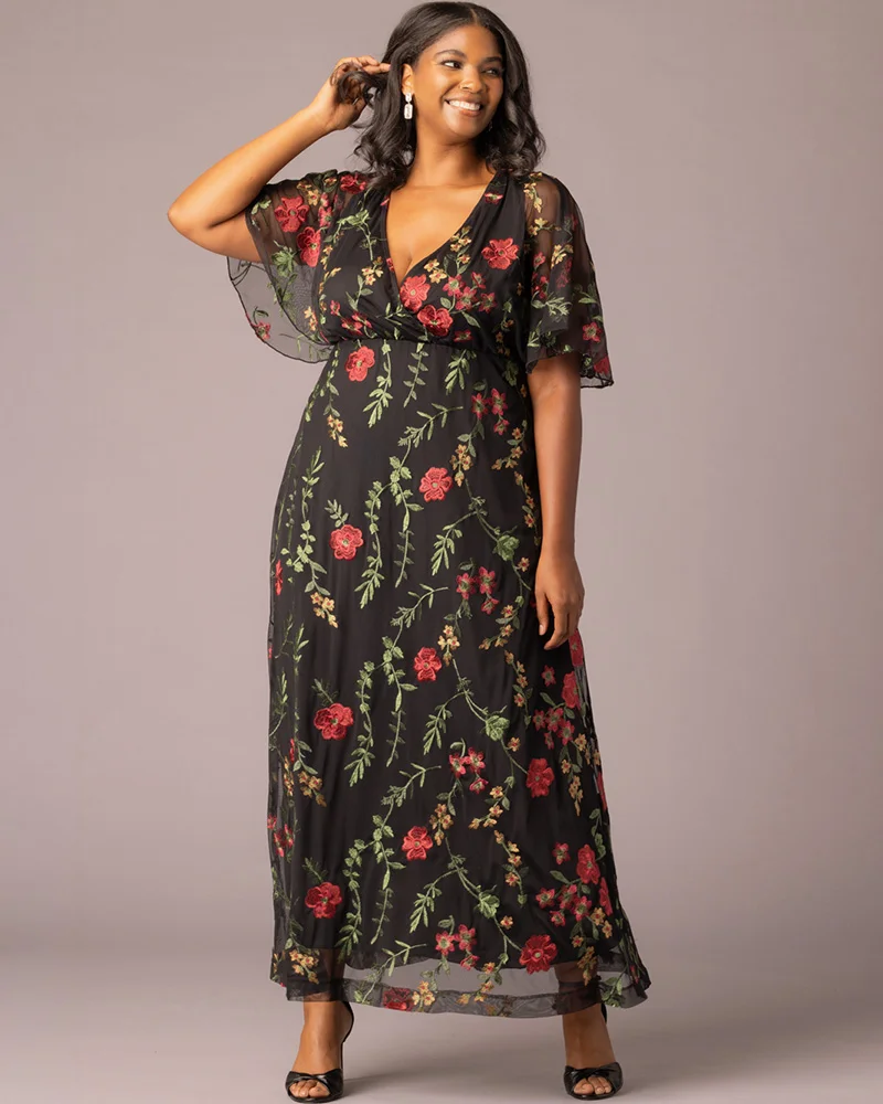 Plus Size Embroidered Elegance Evening Gown - Image 13