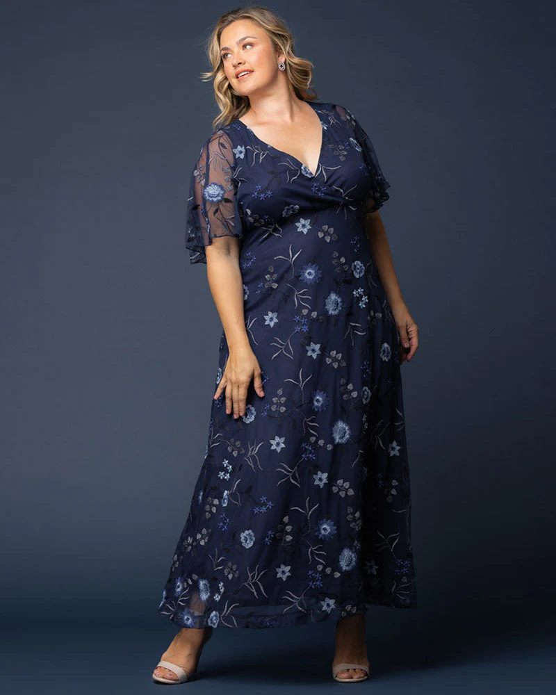 Plus Size Embroidered Elegance Evening Gown - Image 25