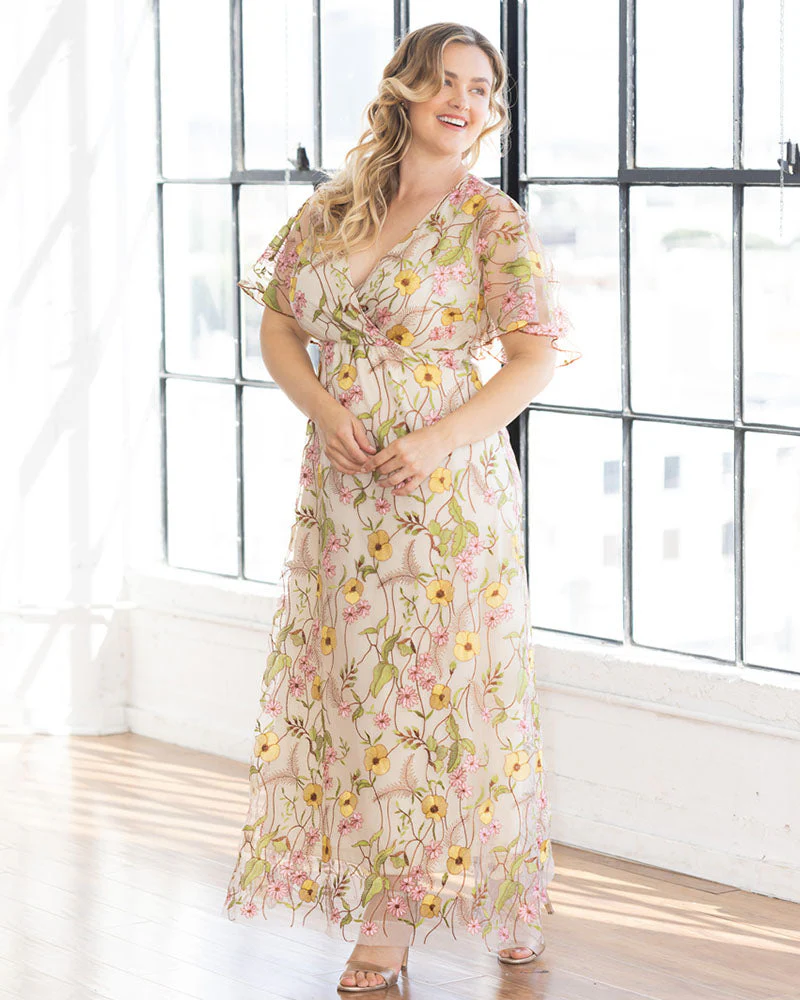 Plus Size Embroidered Elegance Evening Gown - Image 32