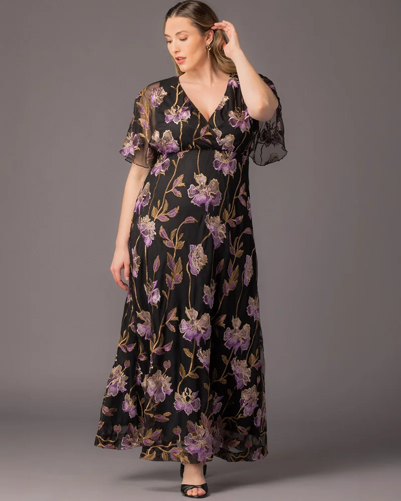 Plus Size Embroidered Elegance Evening Gown - Image 42