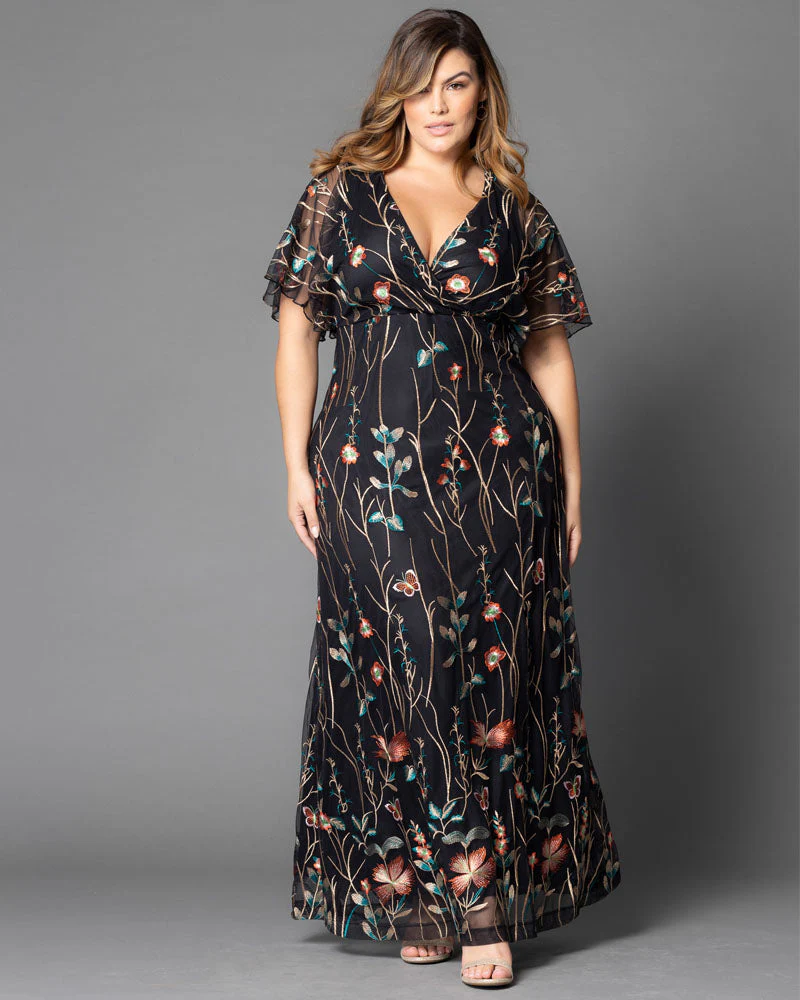 Plus Size Embroidered Elegance Evening Gown - Image 9