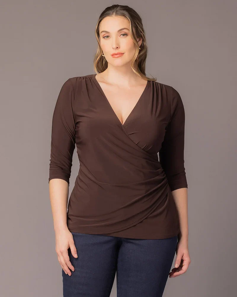 Plus Size Femme Fatale Faux Wrap Top - Image 12