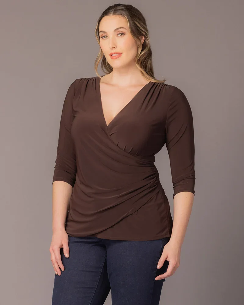 Plus Size Femme Fatale Faux Wrap Top - Image 13