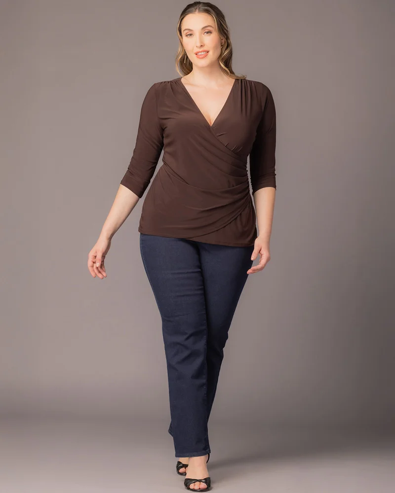 Plus Size Femme Fatale Faux Wrap Top - Image 16