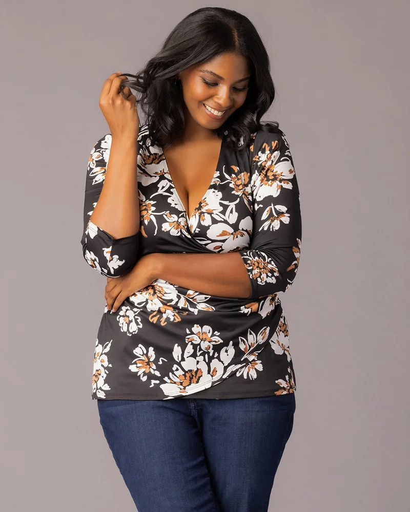 Plus Size Femme Fatale Faux Wrap Top - Image 17