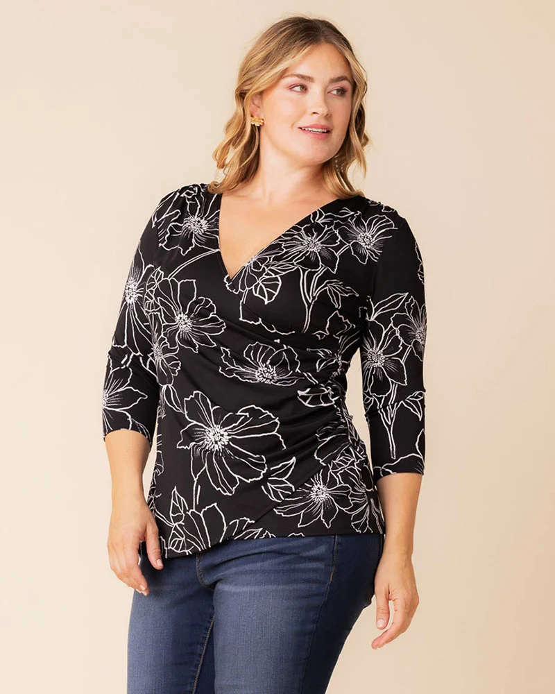 Plus Size Femme Fatale Faux Wrap Top - Image 34