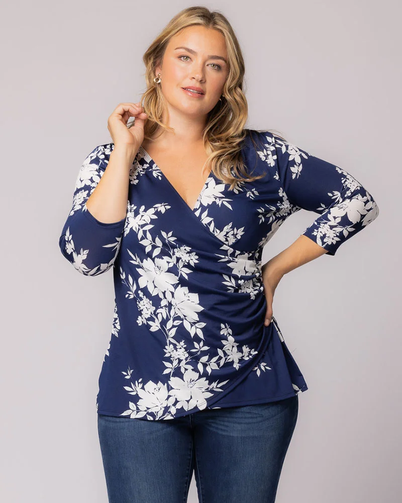 Plus Size Femme Fatale Faux Wrap Top - Image 38