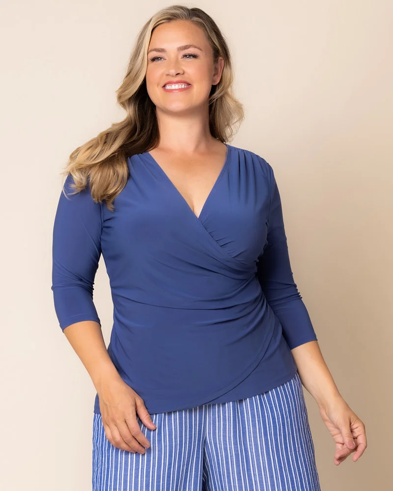 Plus Size Femme Fatale Faux Wrap Top - Image 47