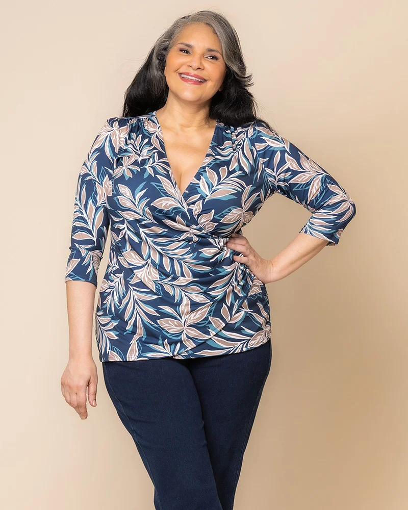 Plus Size Femme Fatale Faux Wrap Top - Image 52
