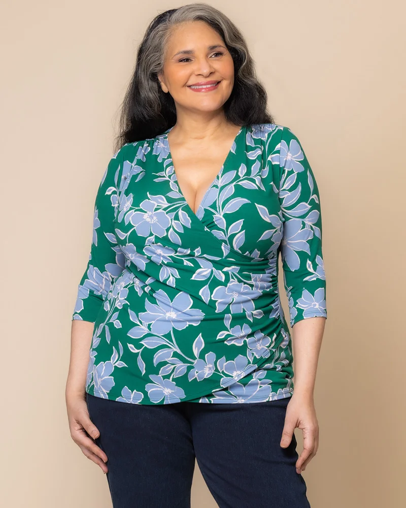 Plus Size Femme Fatale Faux Wrap Top - Image 56