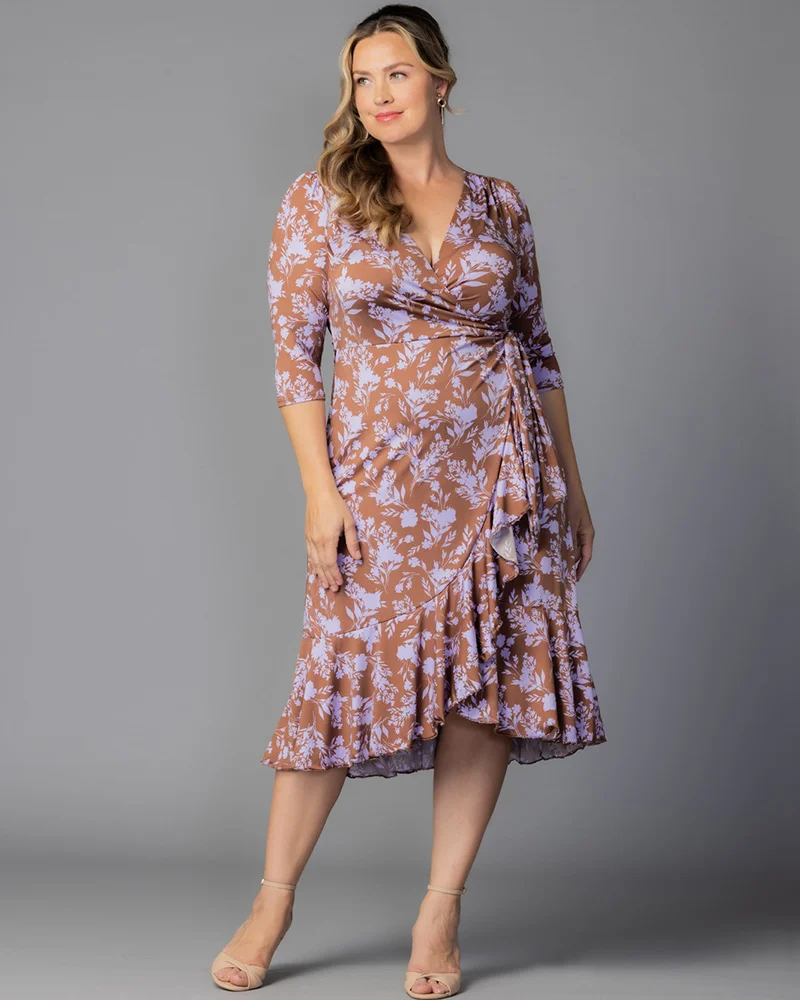 Plus Size Flirty Flounce Wrap Dress - Image 32