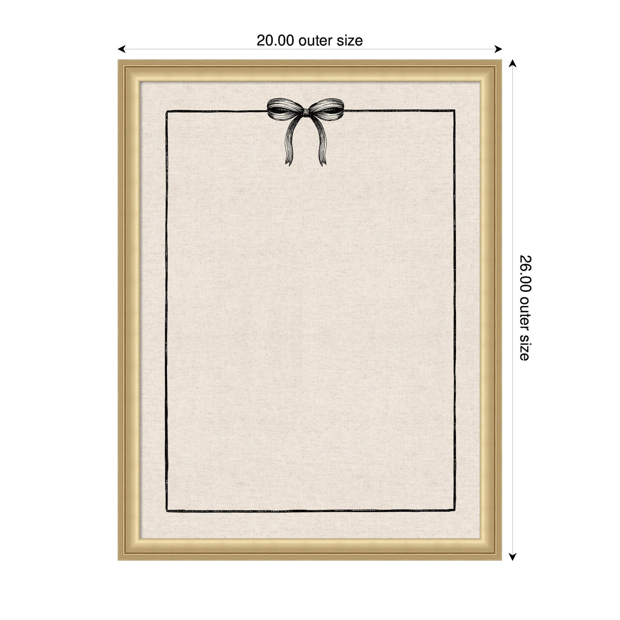 Framed Fabric Pinboard Linen Coquette Black Bow Frame Wall Organization - Image 2