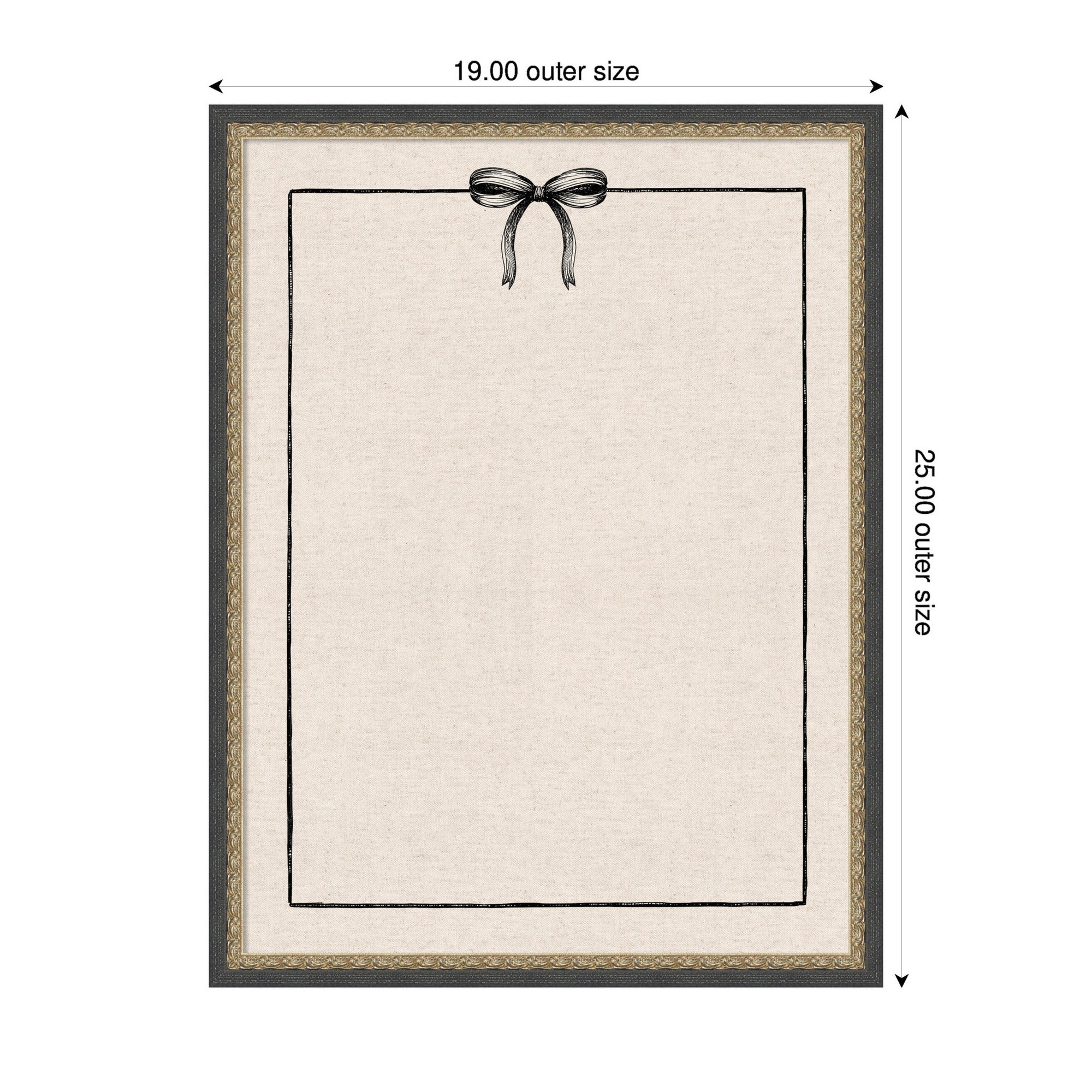 Framed Fabric Pinboard Linen Coquette Black Bow Frame Wall Organization - Image 24