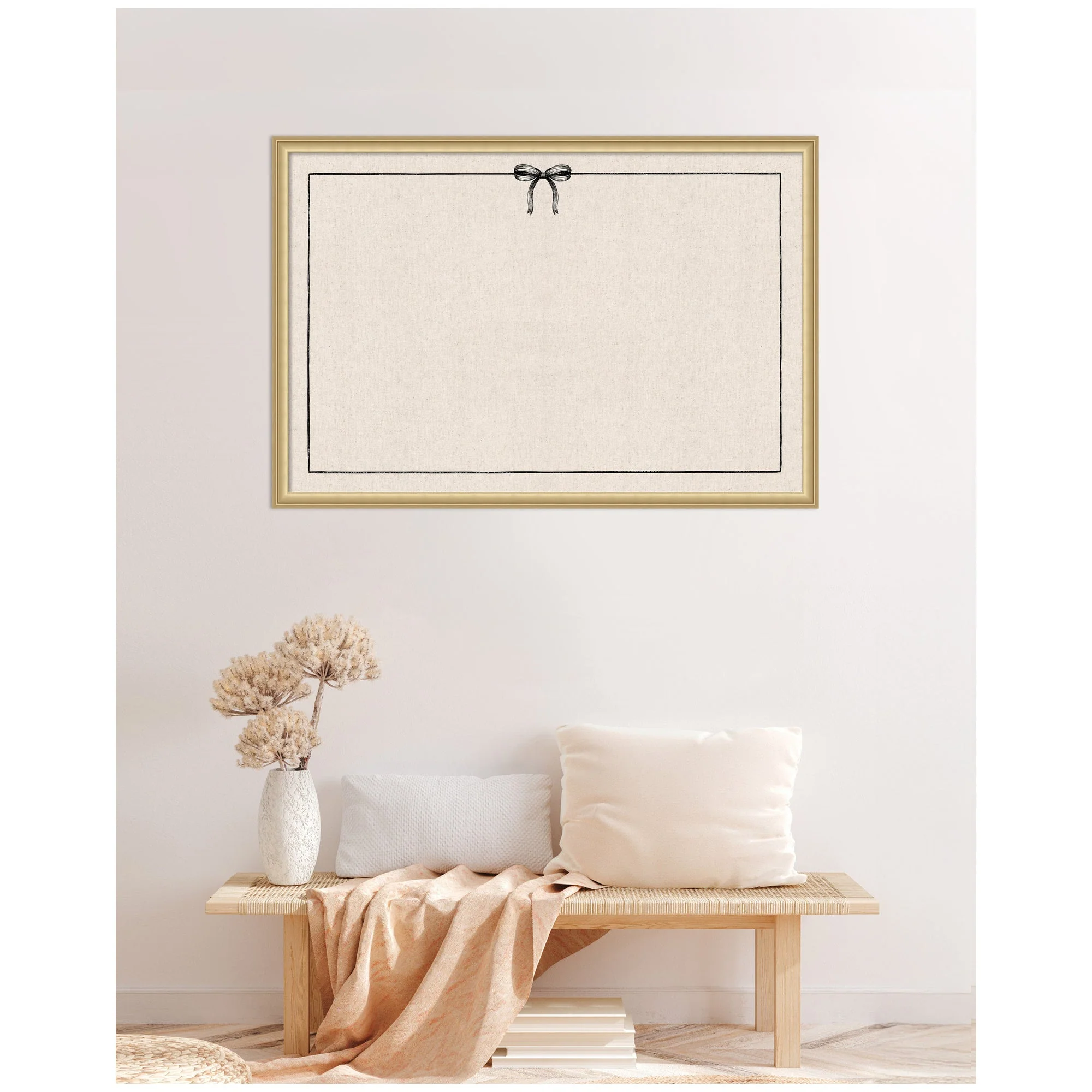 Framed Fabric Pinboard Linen Coquette Black Bow Frame Wall Organization - Image 30
