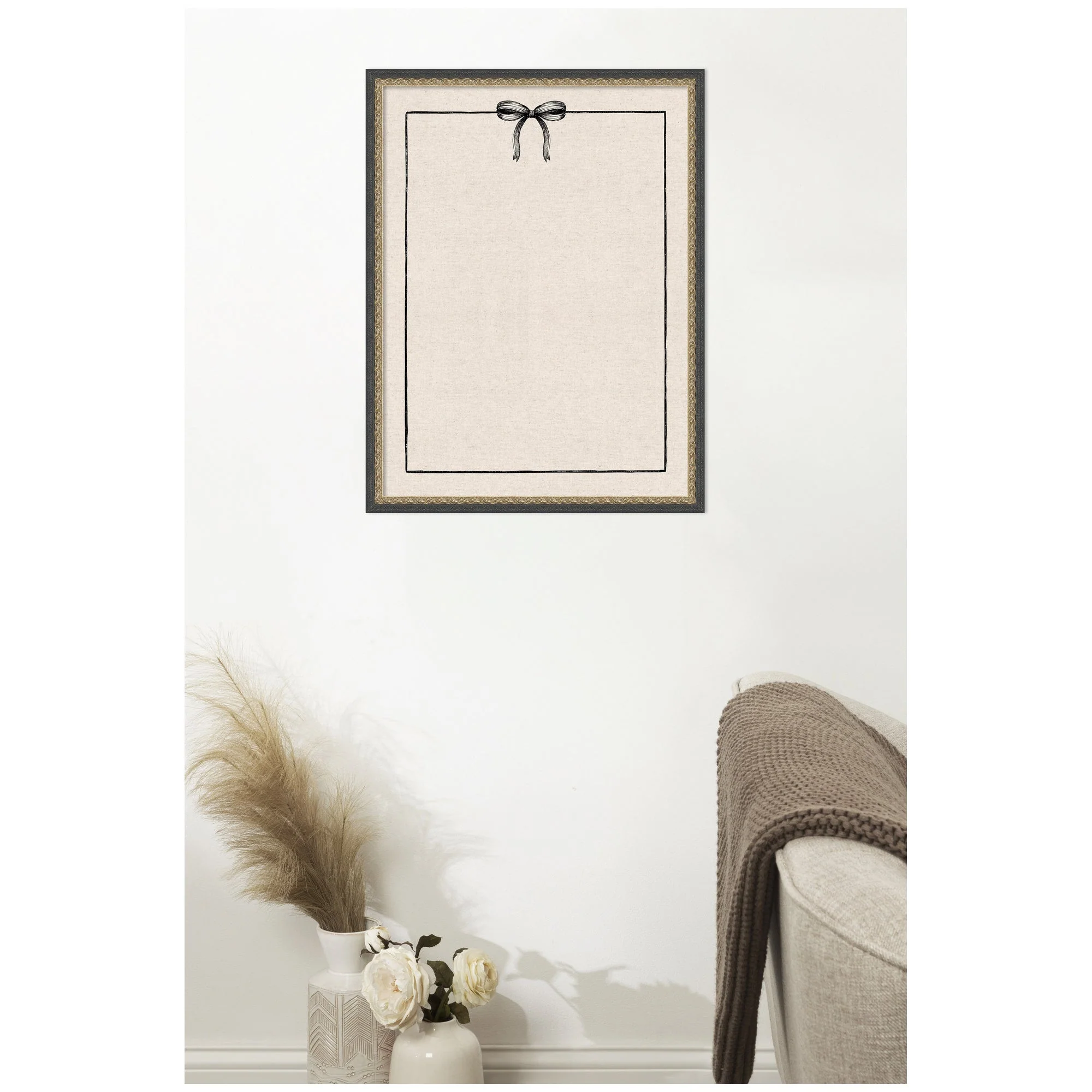 Framed Fabric Pinboard Linen Coquette Black Bow Frame Wall Organization - Image 44