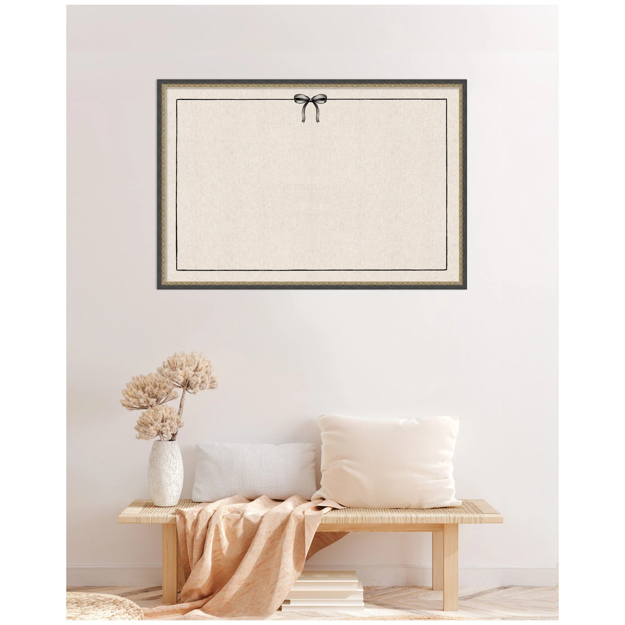 Framed Fabric Pinboard Linen Coquette Black Bow Frame Wall Organization - Image 54