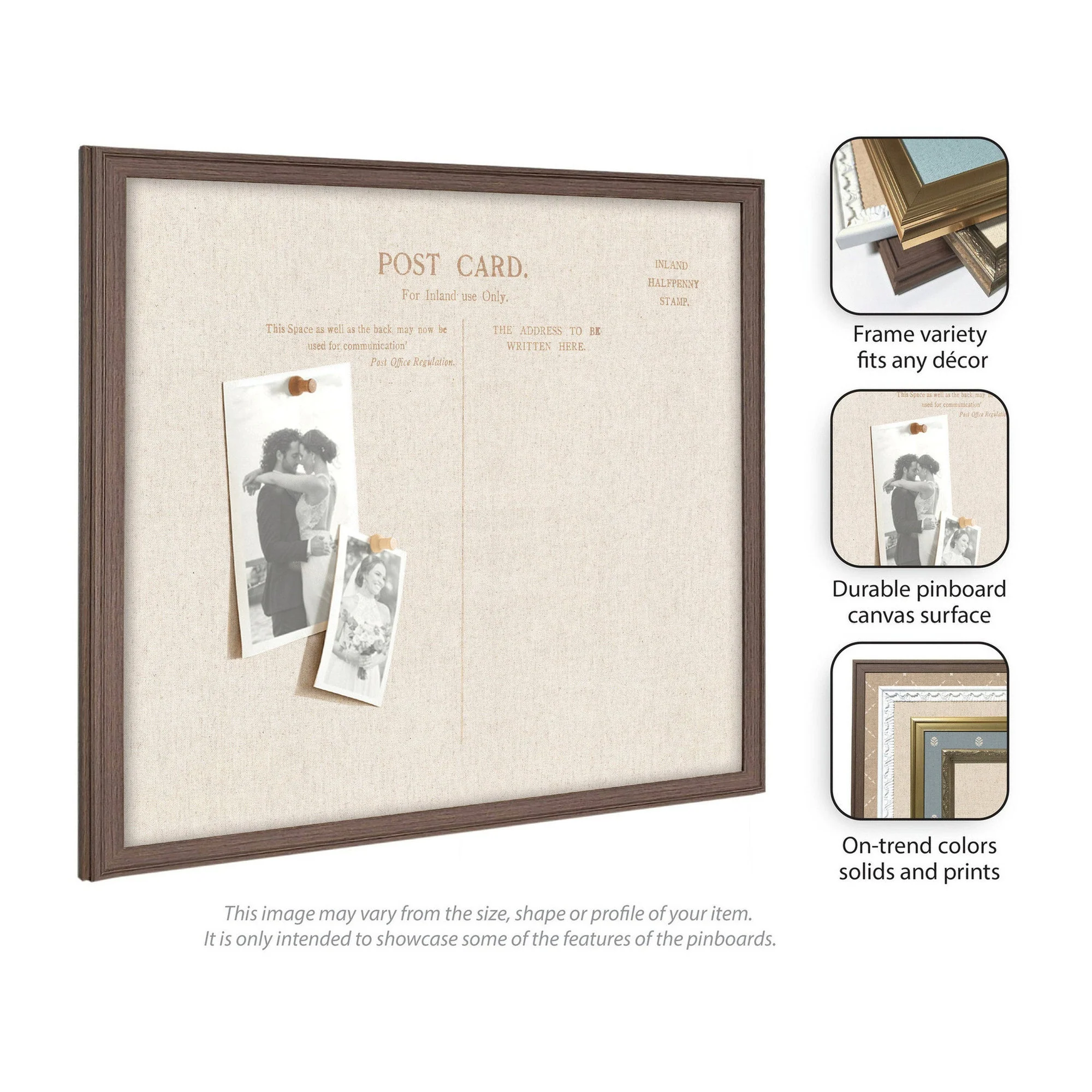 Framed Fabric Pinboard Linen Vintage Post Card Wall Organization - Image 48