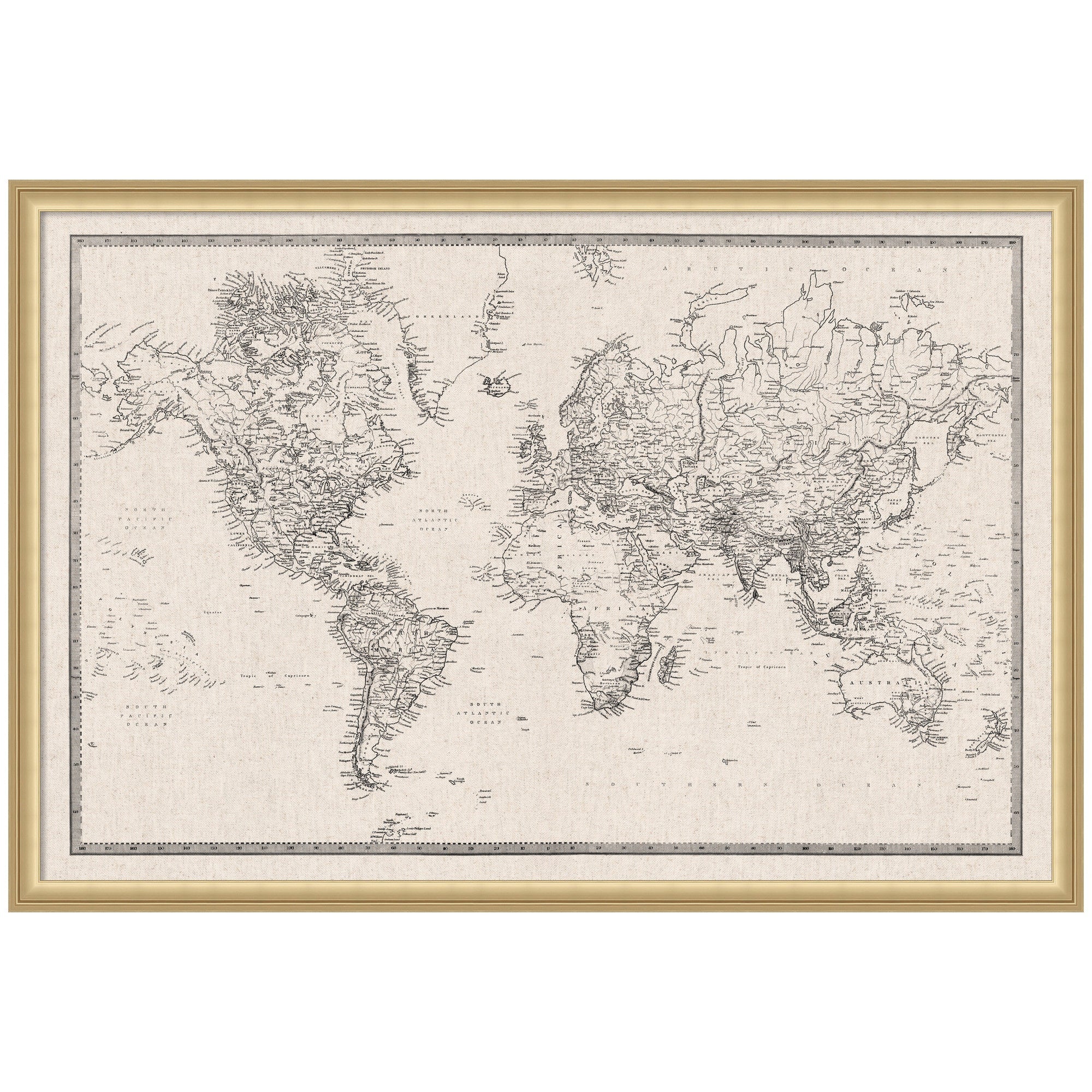 Framed Fabric Pinboard Vintage Black and White Linen World Map Wall Organization - Image 28