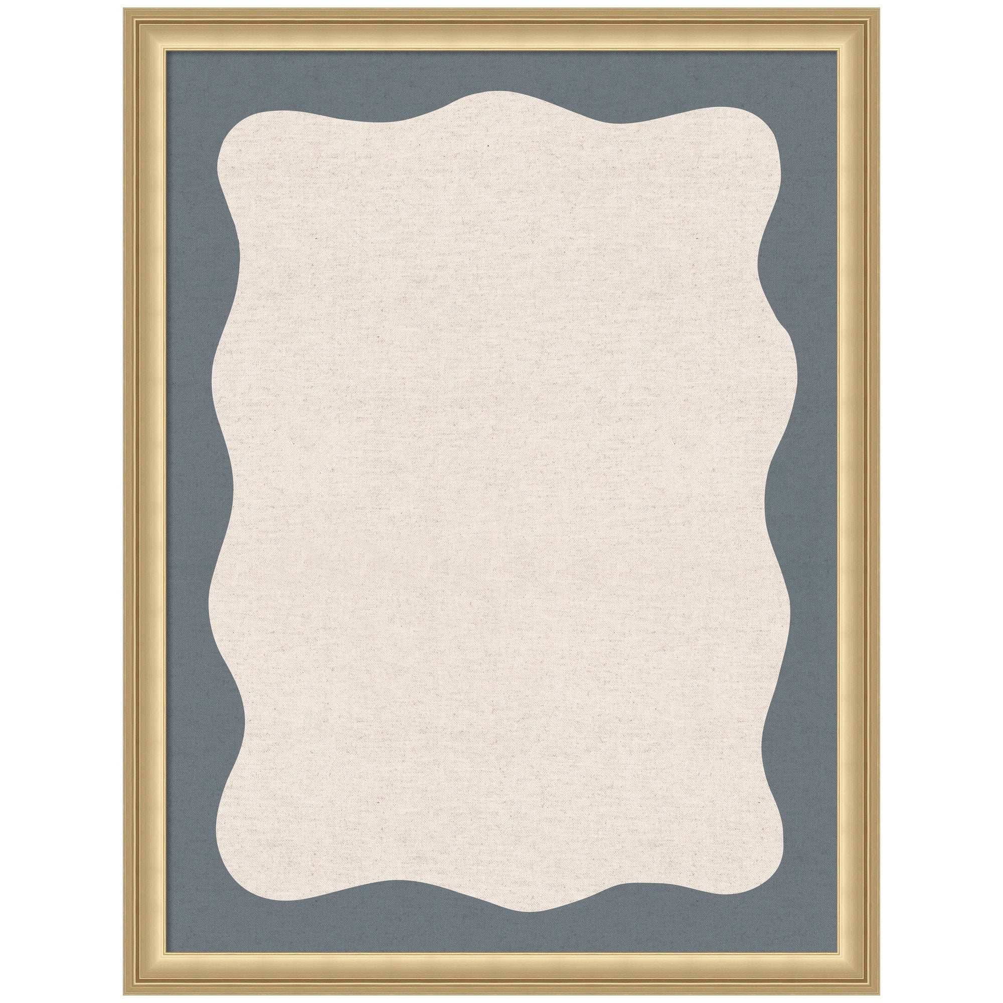 Framed Fabric Pinboard Wavy Linen and Smokey Blue Wall Organization - Image 11