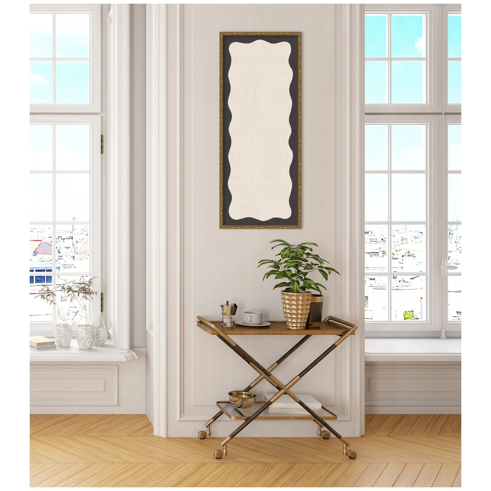 Framed Fabric Pinboard Wavy Linen Light and Black Wall Organization - Image 12