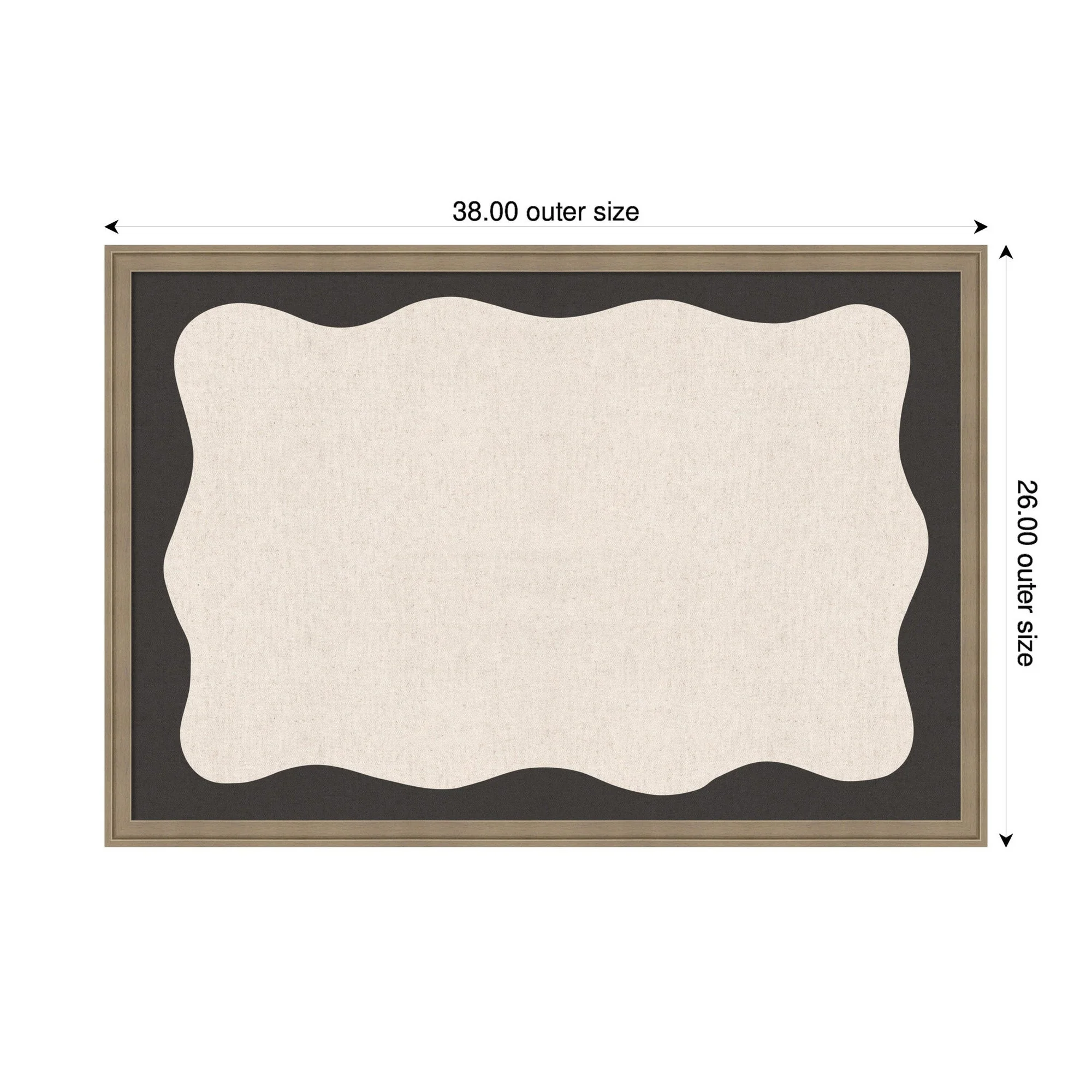 Framed Fabric Pinboard Wavy Linen Light and Black Wall Organization - Image 2