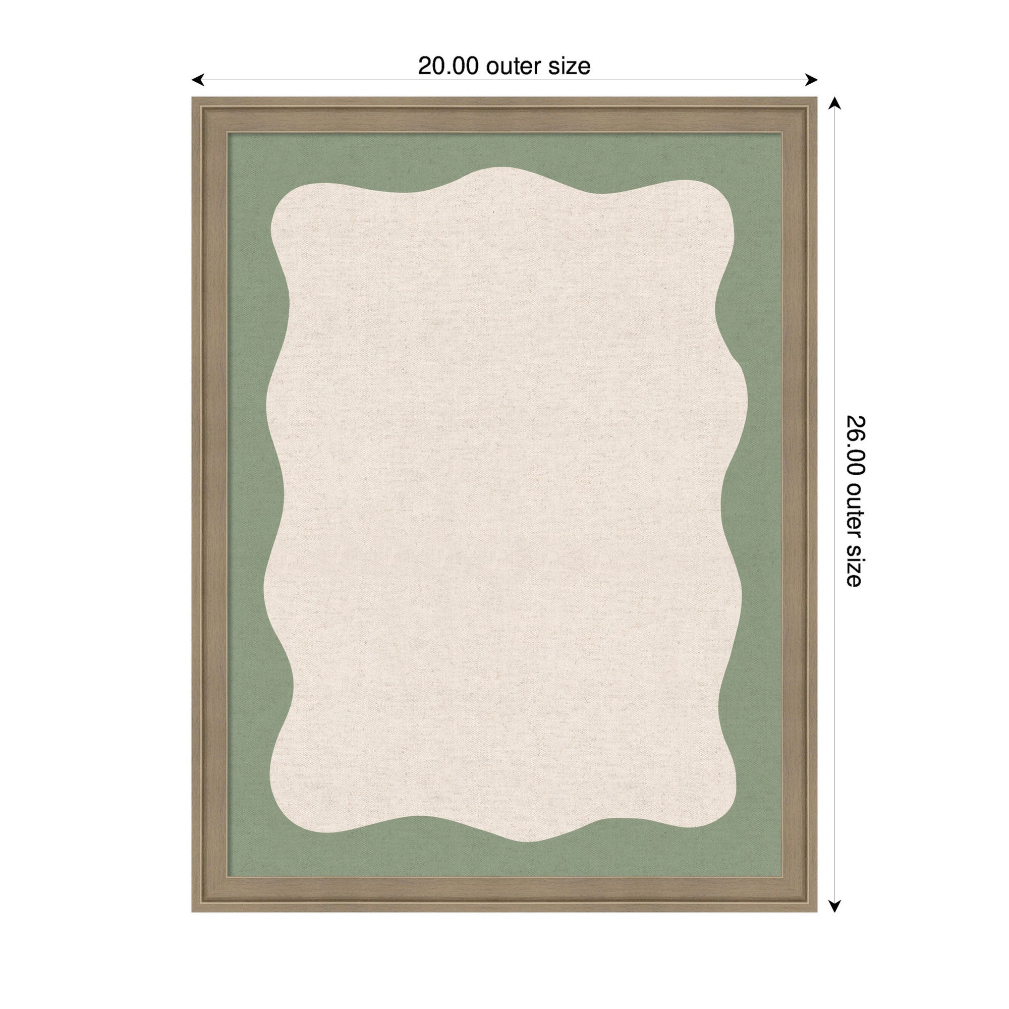 Framed Fabric Pinboard Wavy Neutral Linen and Green Wall Organization - Image 10