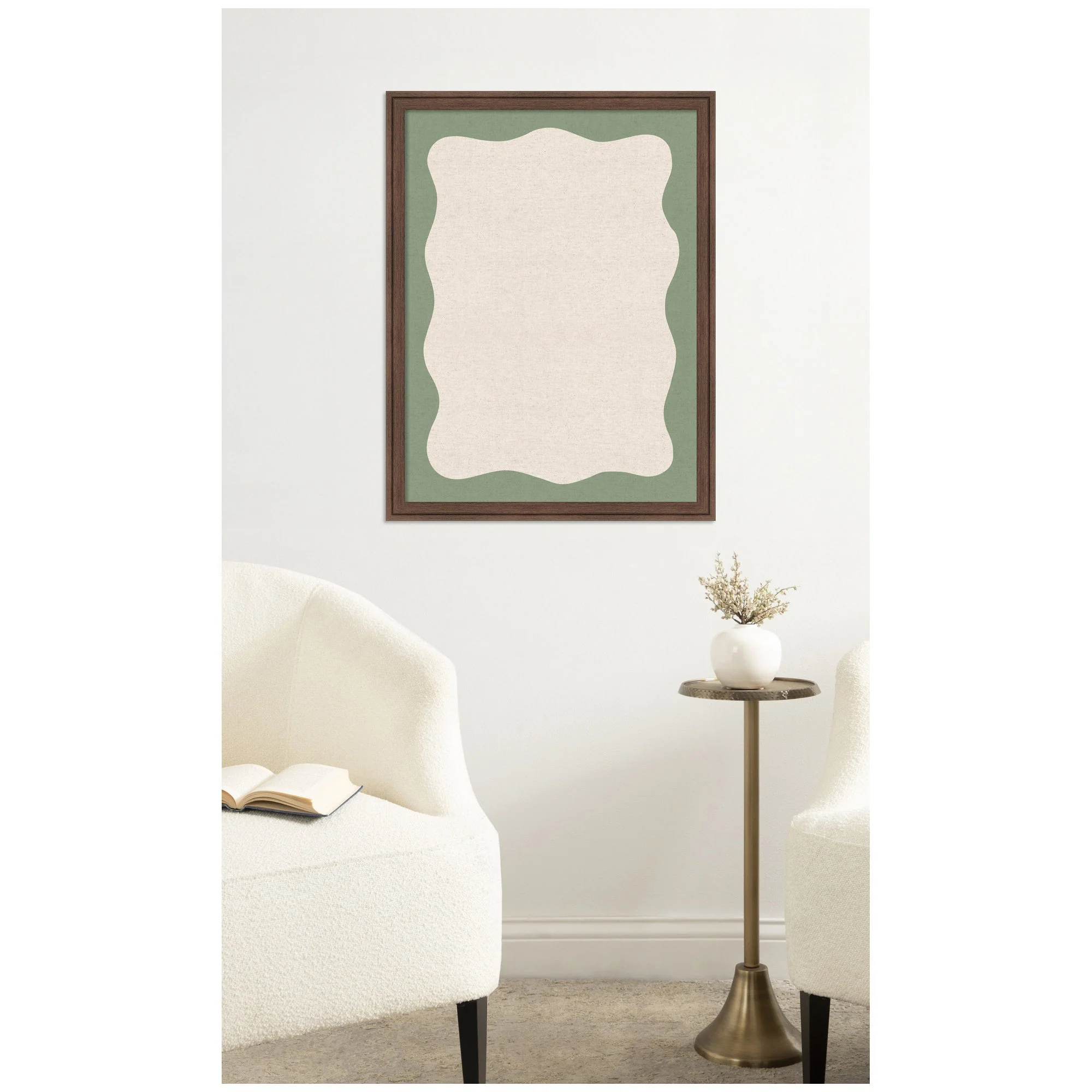 Framed Fabric Pinboard Wavy Neutral Linen and Green Wall Organization - Image 20