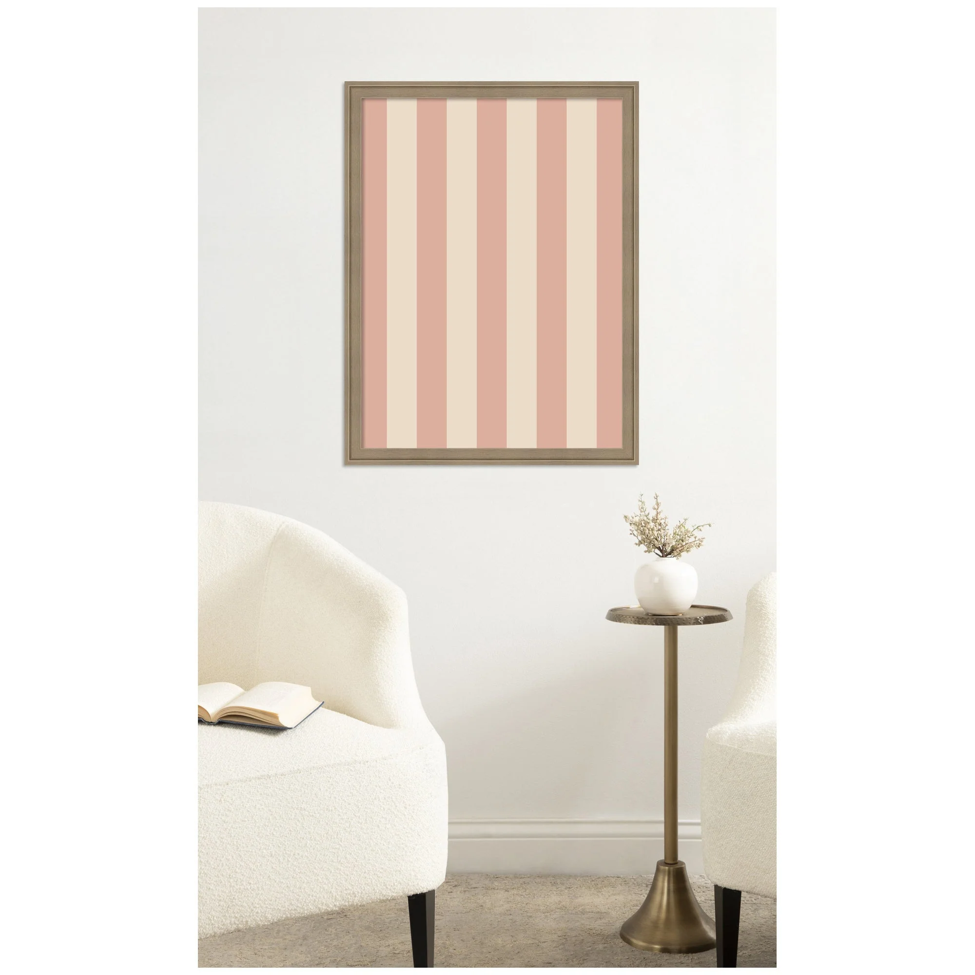 Framed Fabric Pinboard Wide Stripes Pink Wall Organization - Image 16