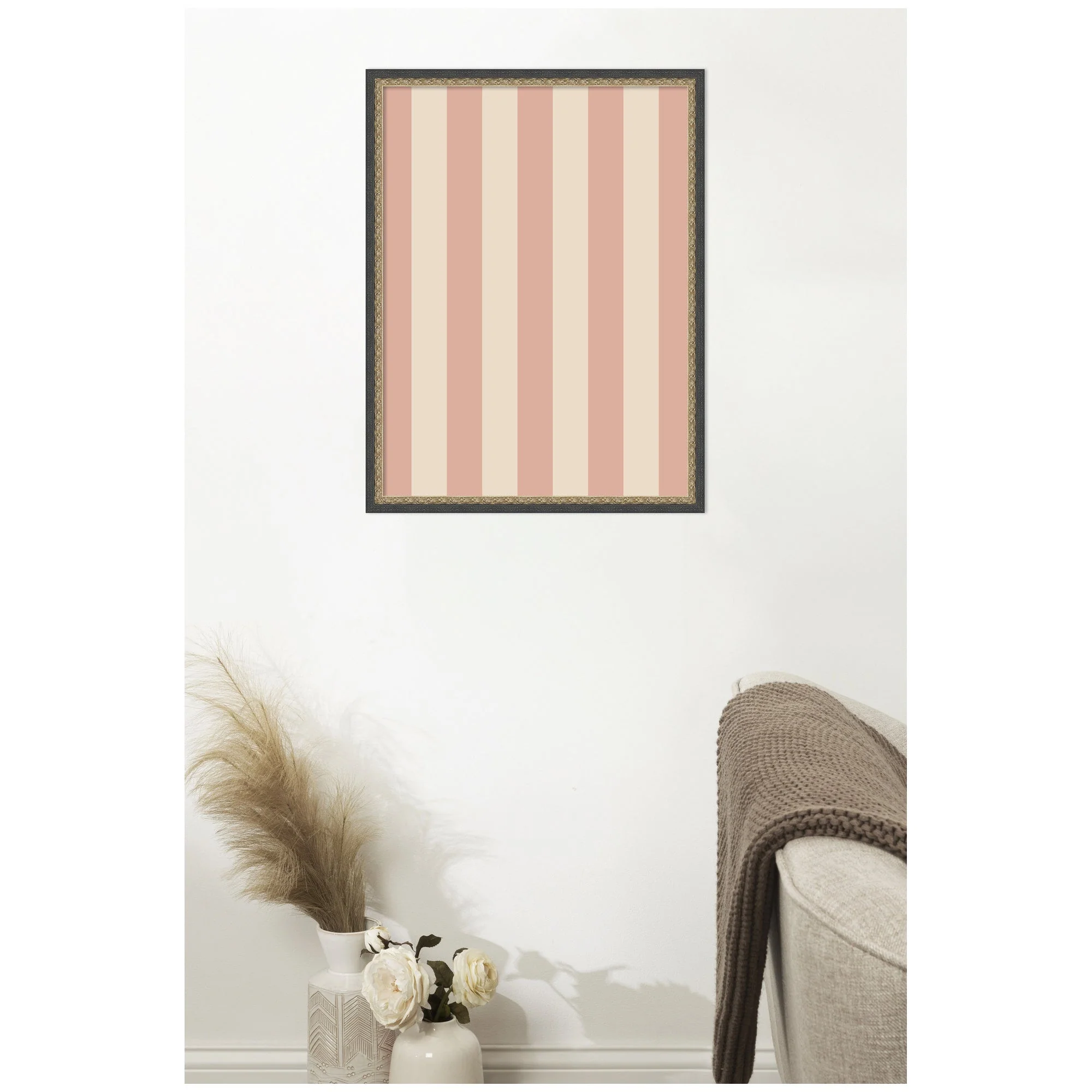 Framed Fabric Pinboard Wide Stripes Pink Wall Organization - Image 20