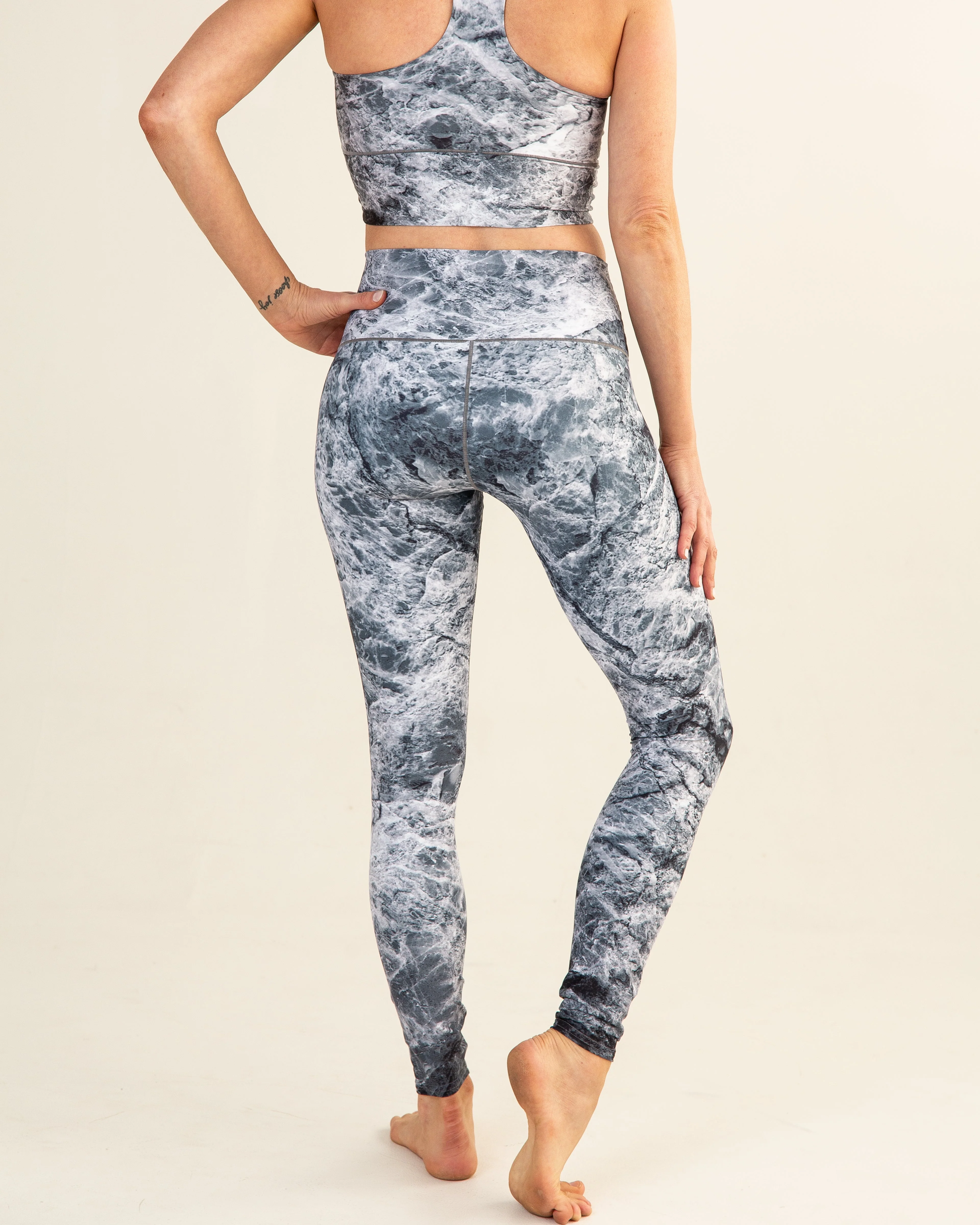 Eco-Friendly Grey Marble Yoga Pants